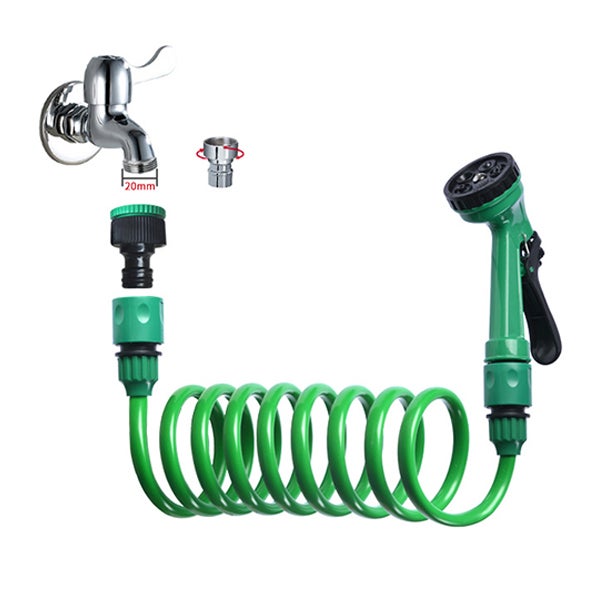 Kit Tuyau Spirale 15 M + Pistolet 7 Fonctions - Pour Nettoyage Haute Pression