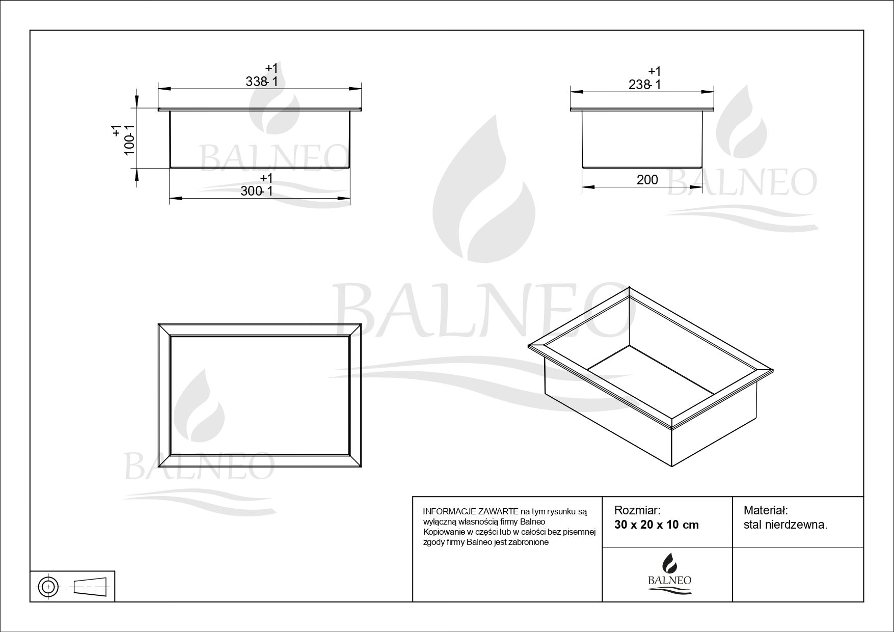 Balneo Wall-Box One Niche De Douche INOX Cuivre 30x20x10cm - Niche Murale Étanchée Cuivre