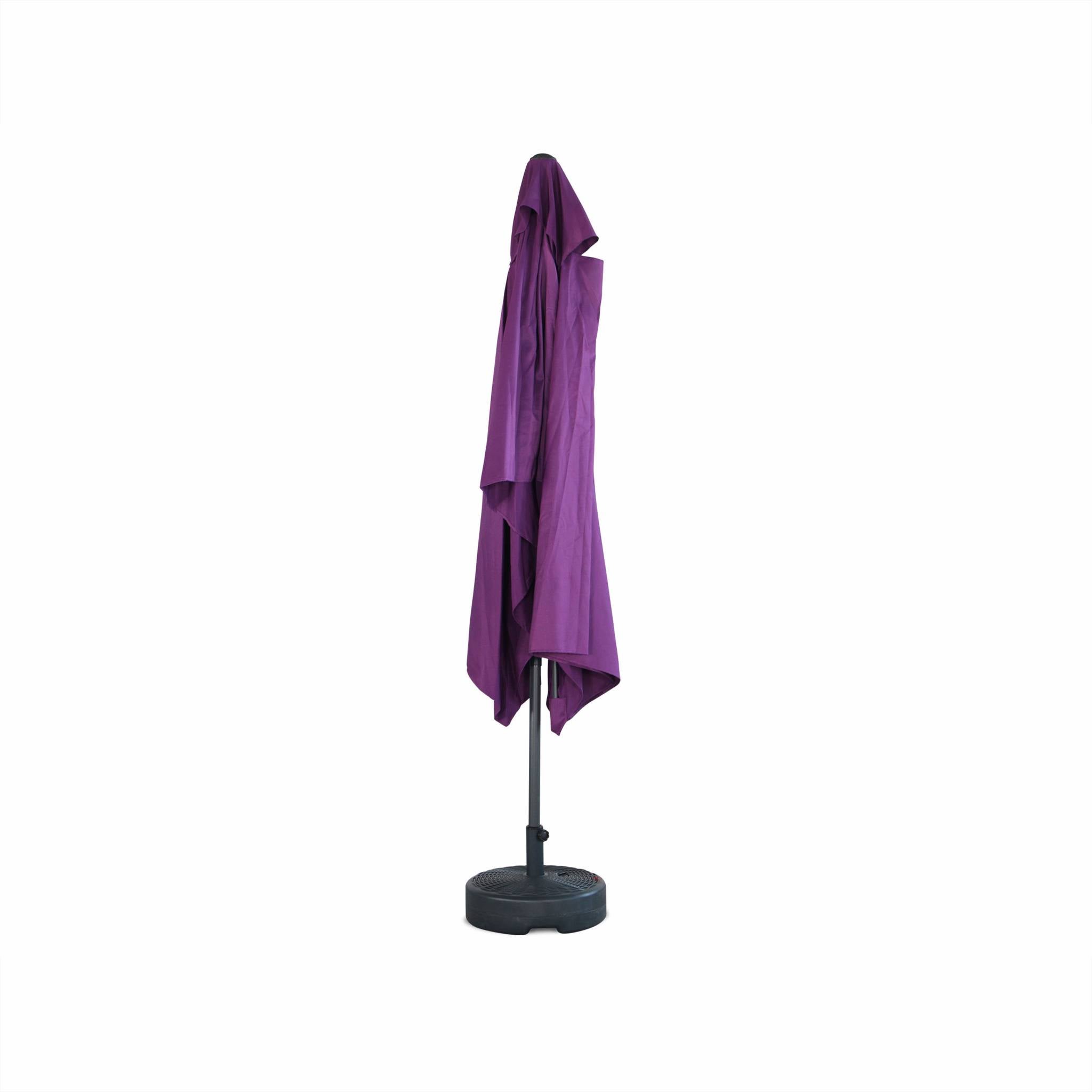 Parasol droit rectangulaire 2x3m - Touquet Prune - mât central en aluminium orientable et manivelle d'ouverture - 4