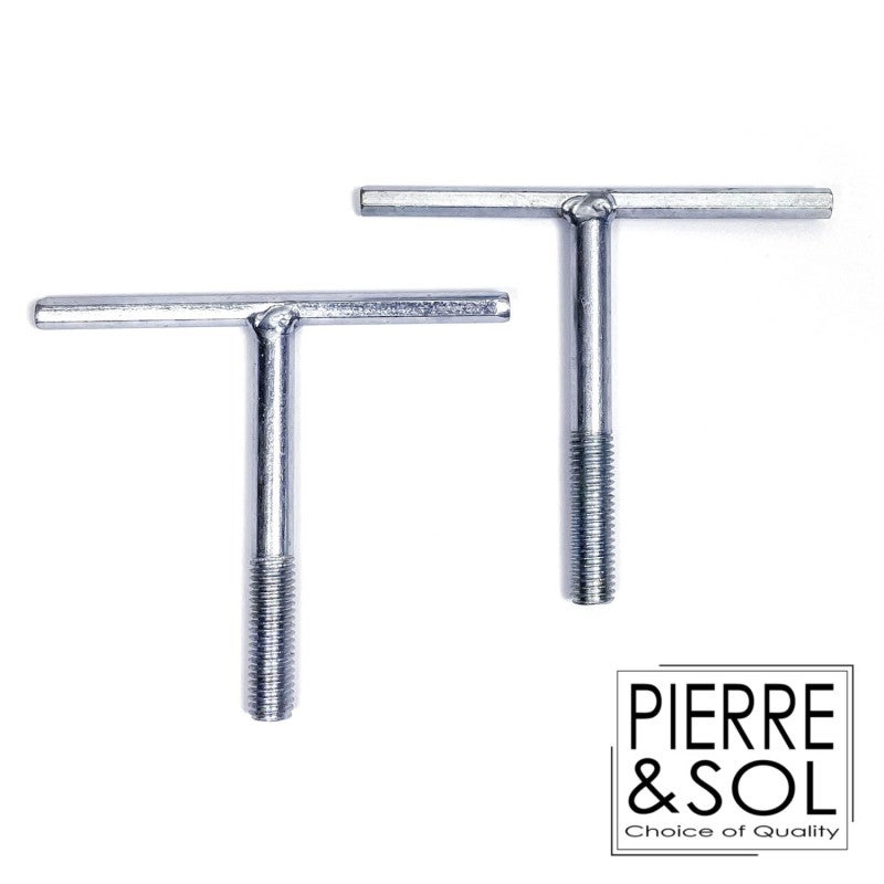 Lot De 2 Clés De Levage Pour Couvercle D'égout - Forme En T, Acier Inoxydable - 17x15cm