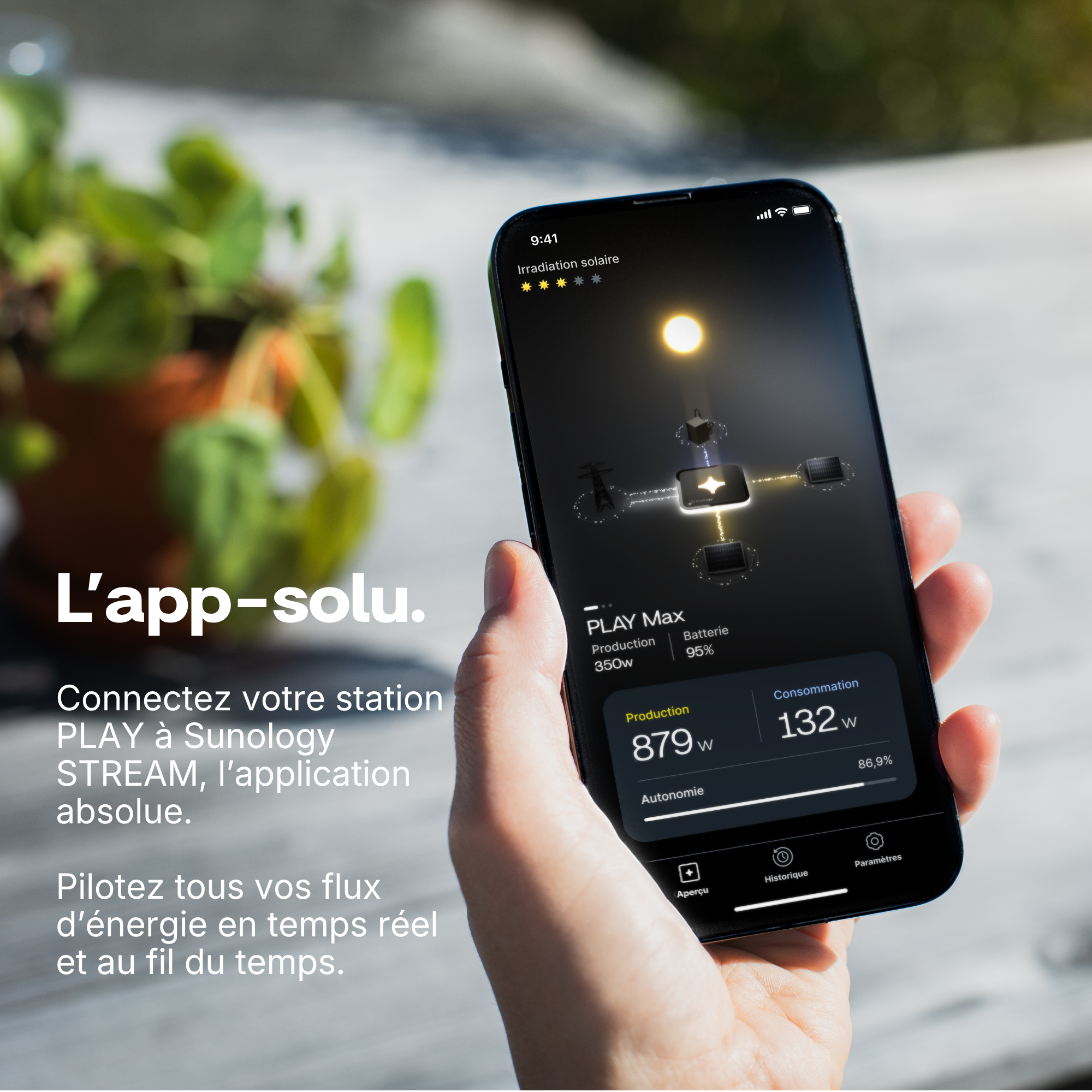 Sunology PLAY - Kit 3 panneaux solaires complet 1440W bifacial – 3 Stations solaire livrées totalement assemblées – Installation au sol ou au mur - 5