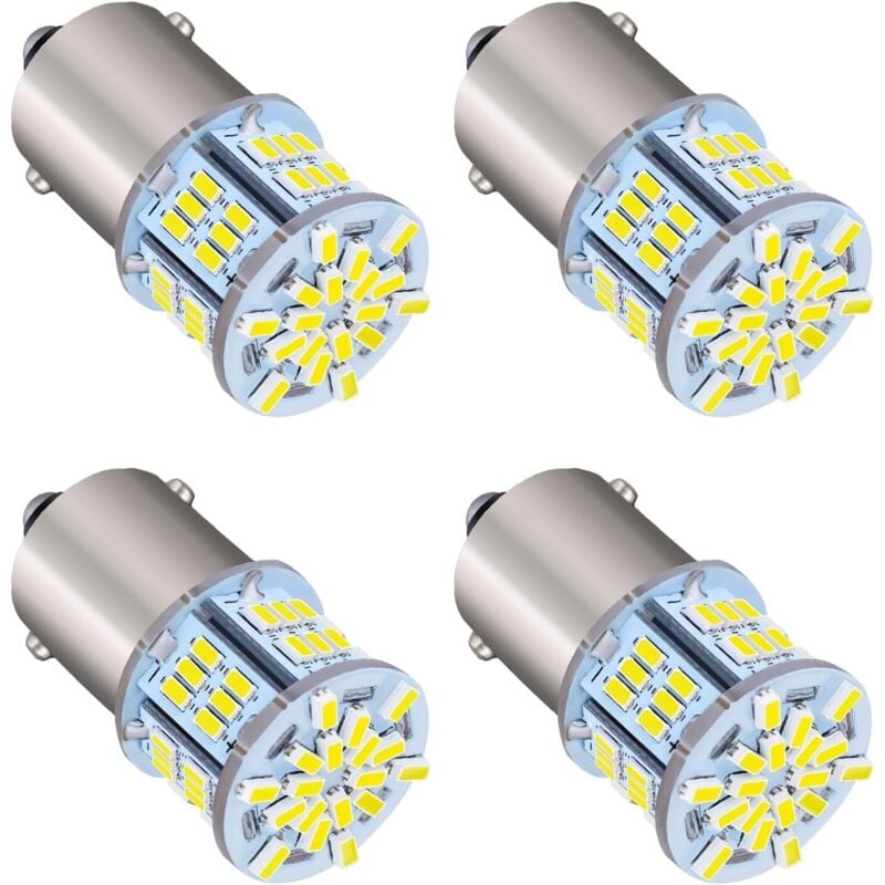 Żarówki LED do samochodów, 4 sztuki, 1156, białe, podświetlane, 12 V, żarówki LED do kierunkowskazów do świateł cofania