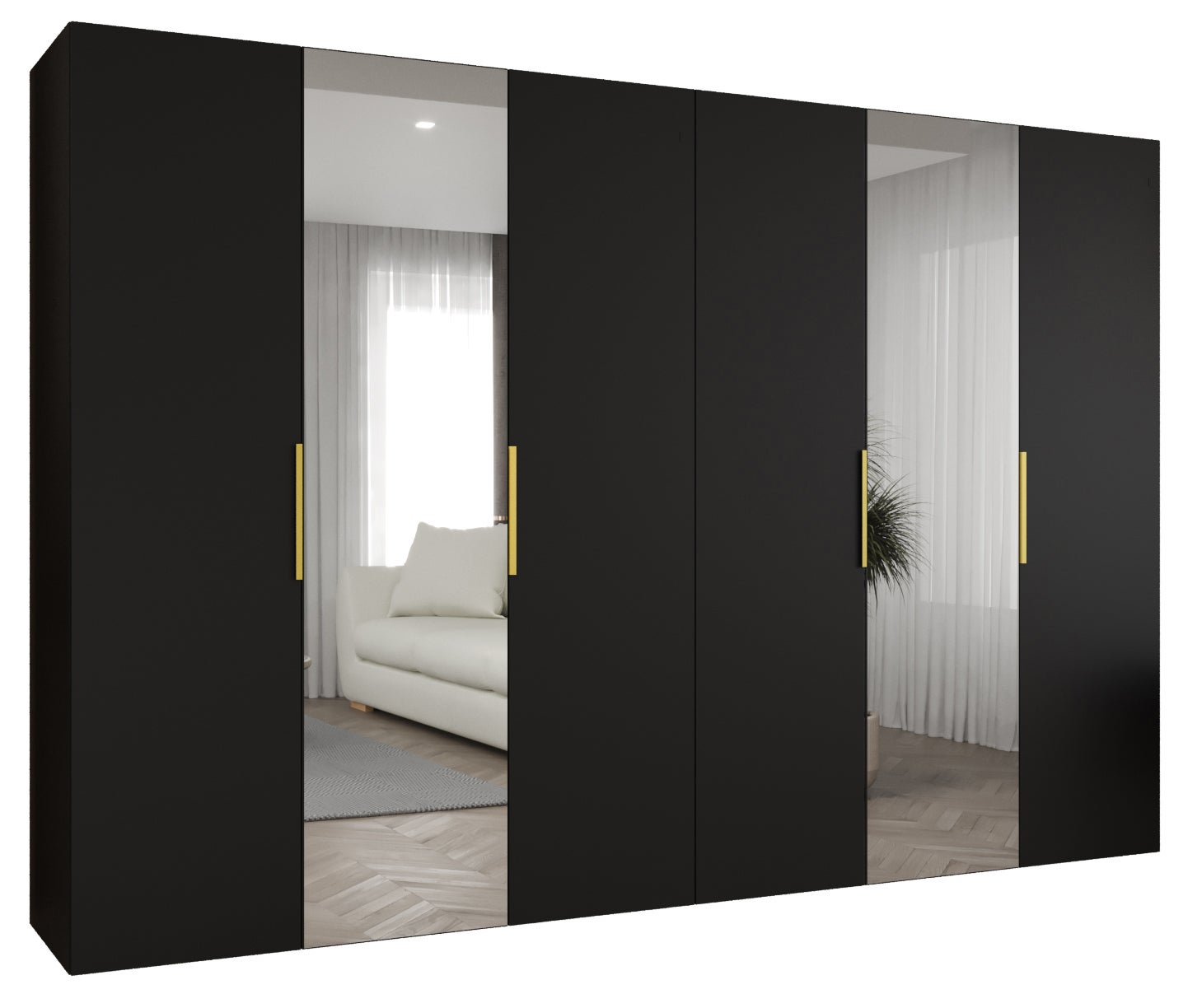 Szafa uchylna otwierana Marbella 2 300 x 52 x 202 cm czarny + u. złoty Abiks Meble