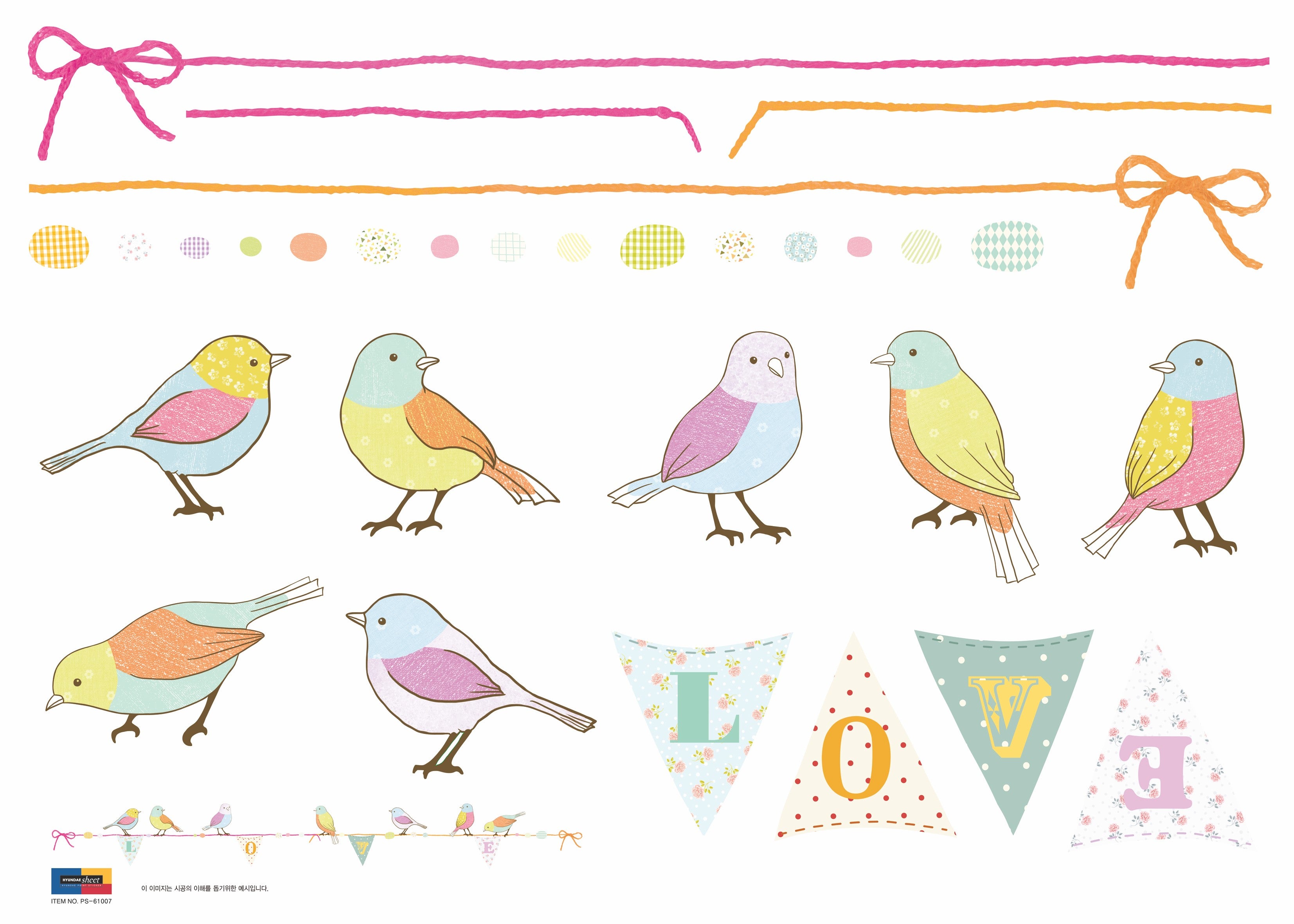 Adesivo Uccelli sul filo e bandiere - Sticker adesivo - adesivi murali - - 5