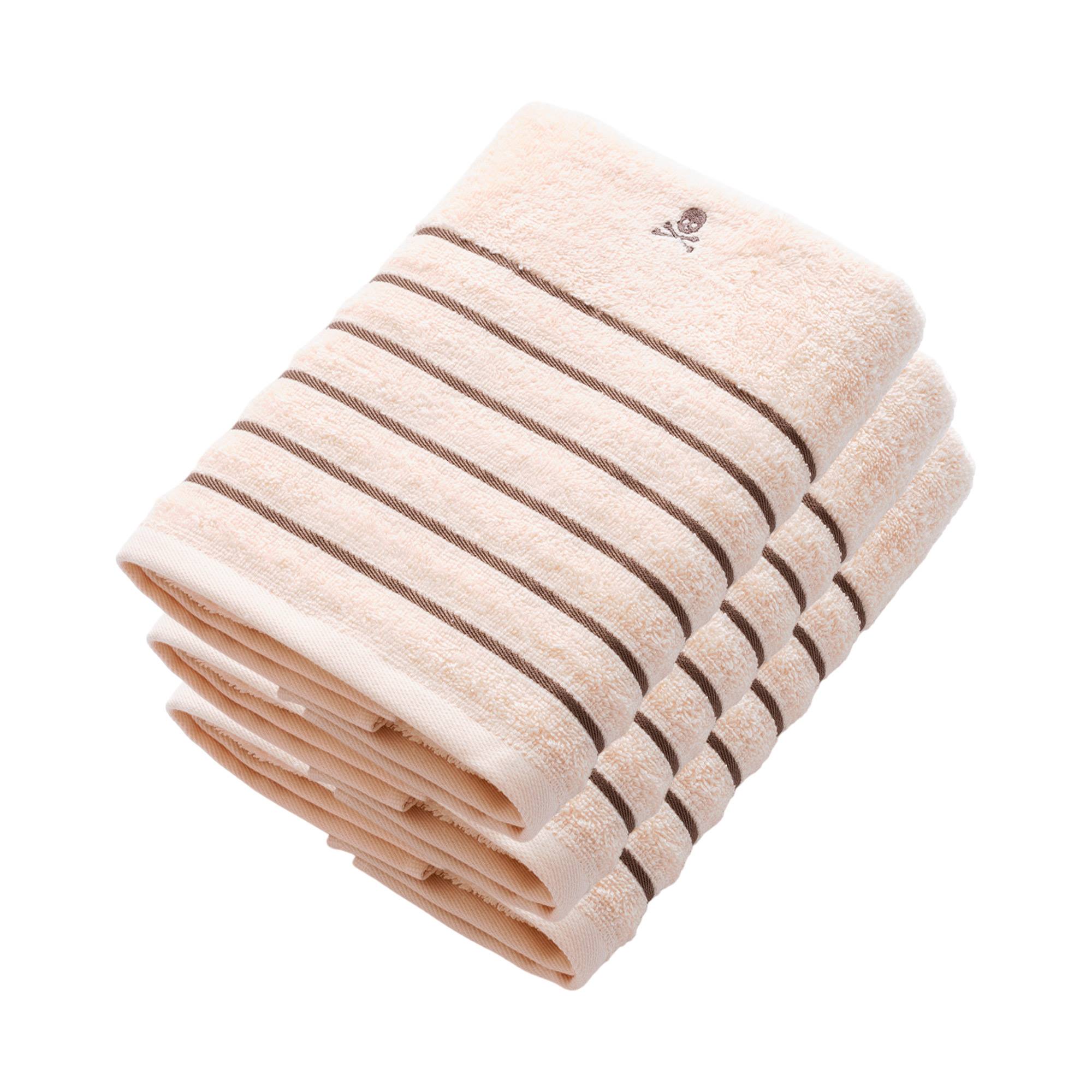 Lot De 3 Serviettes De Toilette Absorbantes En Coton à Carreaux Beige Kaki Gris - 75x35cm, Douces Pour La Peau
