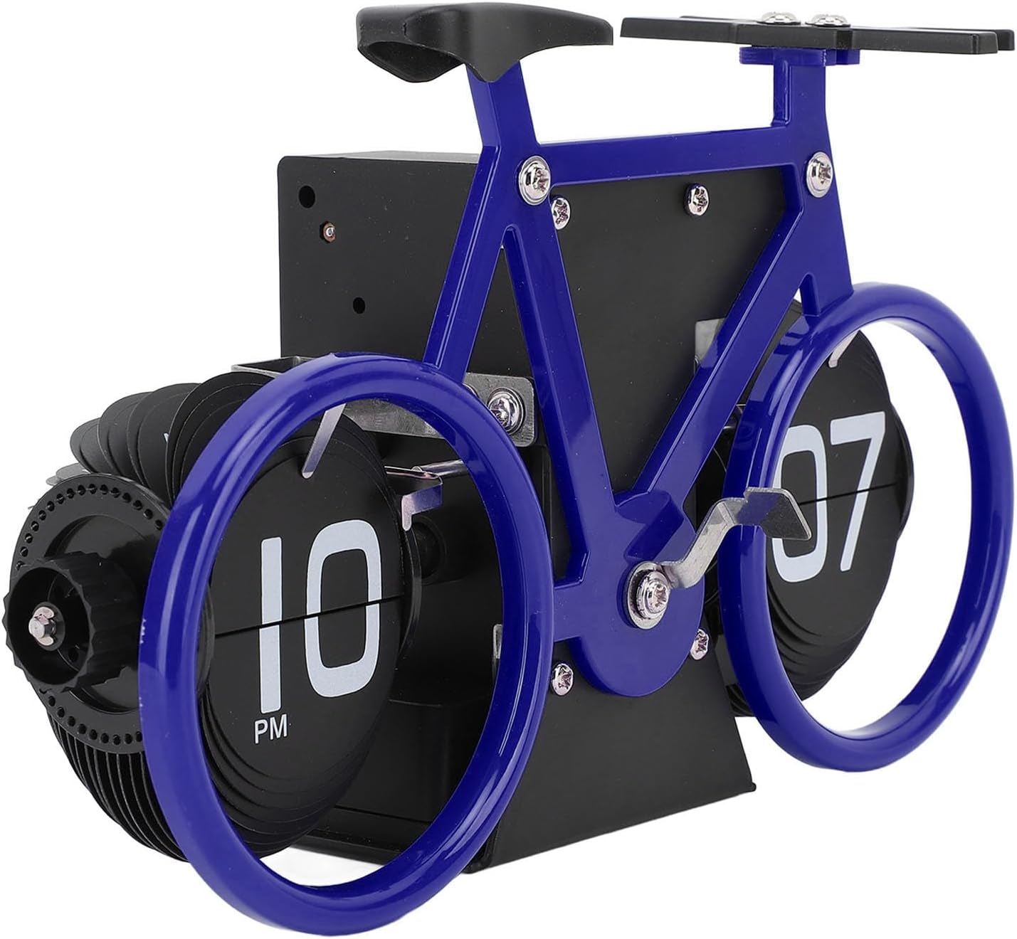 Horloge de table en forme de vélo, horloge à rotation automatique des pages, horloge décorative rétro, horloge à rotation simple des pages (bleu) - 6