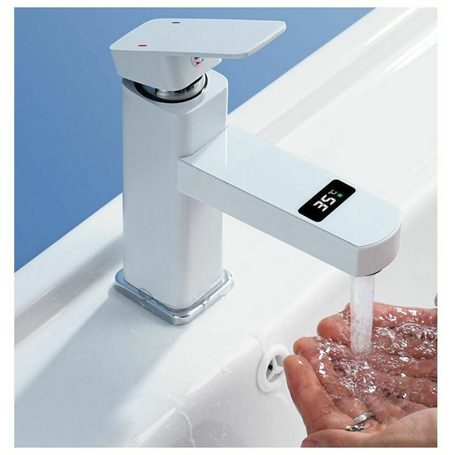 Robinet de lavabo à poignée unique, robinet de salle de bains en laiton pur, aérateur, robinet de lavabo de salle de bains blanc