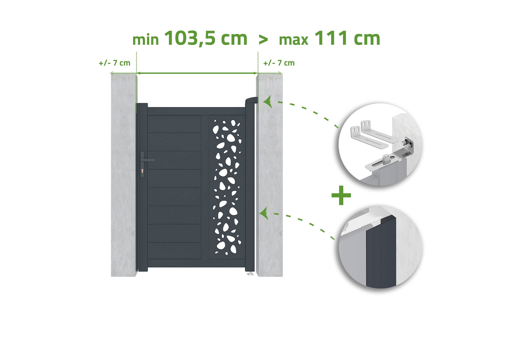 Brama regulowana szerokości 1m SUNNY H.140cm szare aluminium