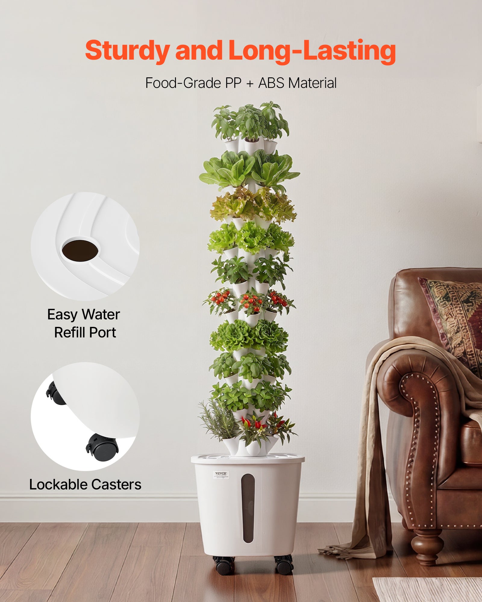 Tour Hydroponique VEVOR 10 Étages 50 Trous, Système Culture Hydroponique pour Herbes, Fruits et Légumes, Jardin Vertical d'Intérieur avec Contrôle App - 5