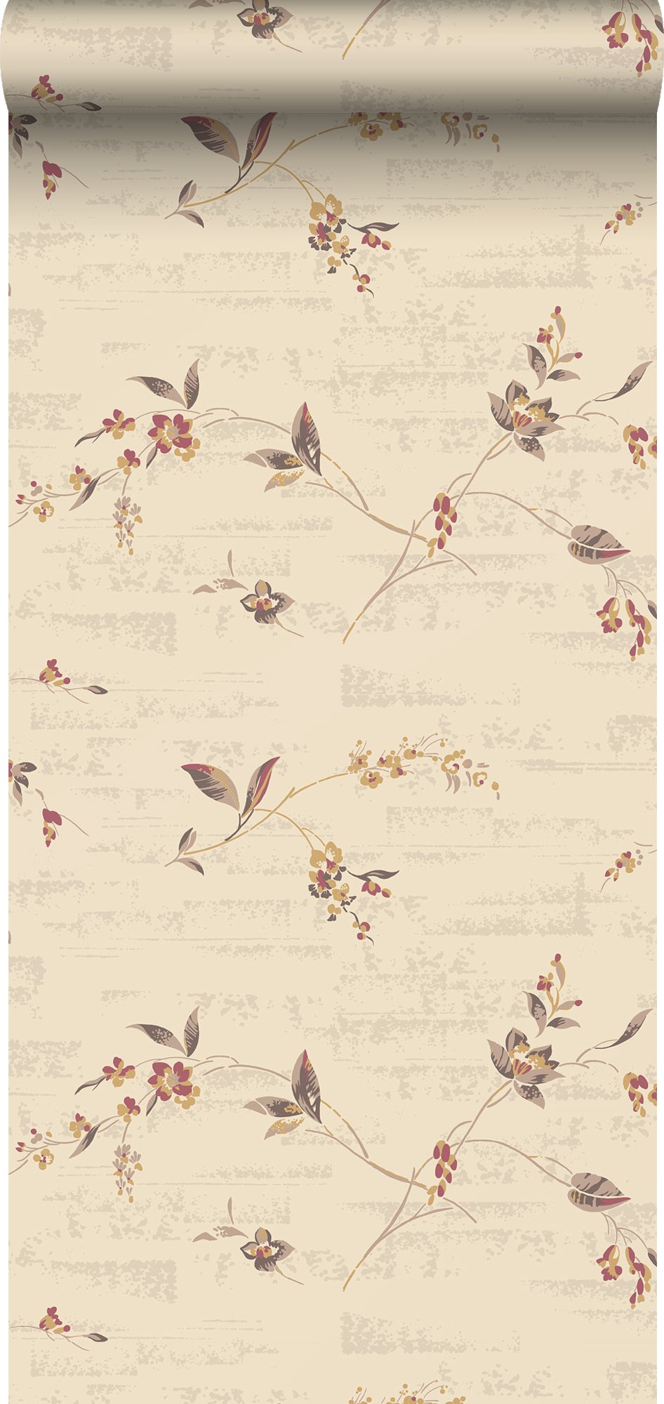 Tapeta kwiaty beżowym - 53 cm x 10.05 m - DURO