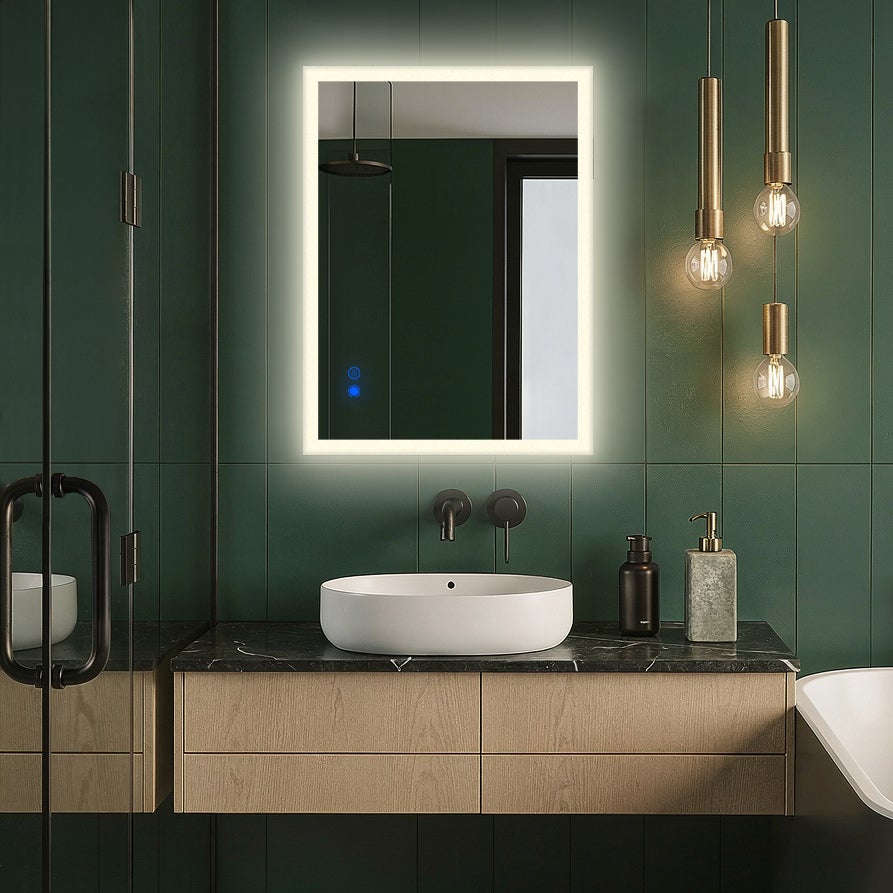 Lustro łazienkowe LED 80x60, lustro LED z ekranem dotykowym, 3 temperatury barwowe (3000K-6500K) i funkcja przeciwmgielna