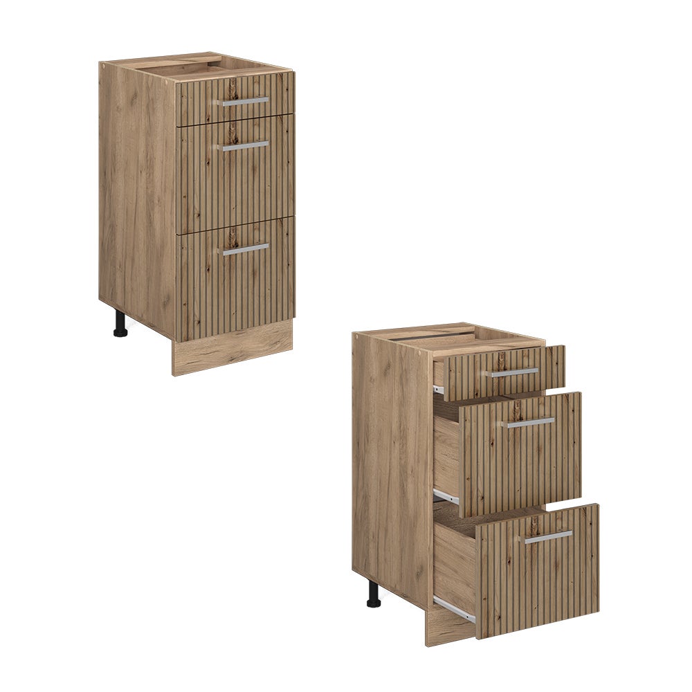 Vicco Meuble cuisine R-Line, Chêne Artisan, 40cm avec tiroirs, sans PT - 5