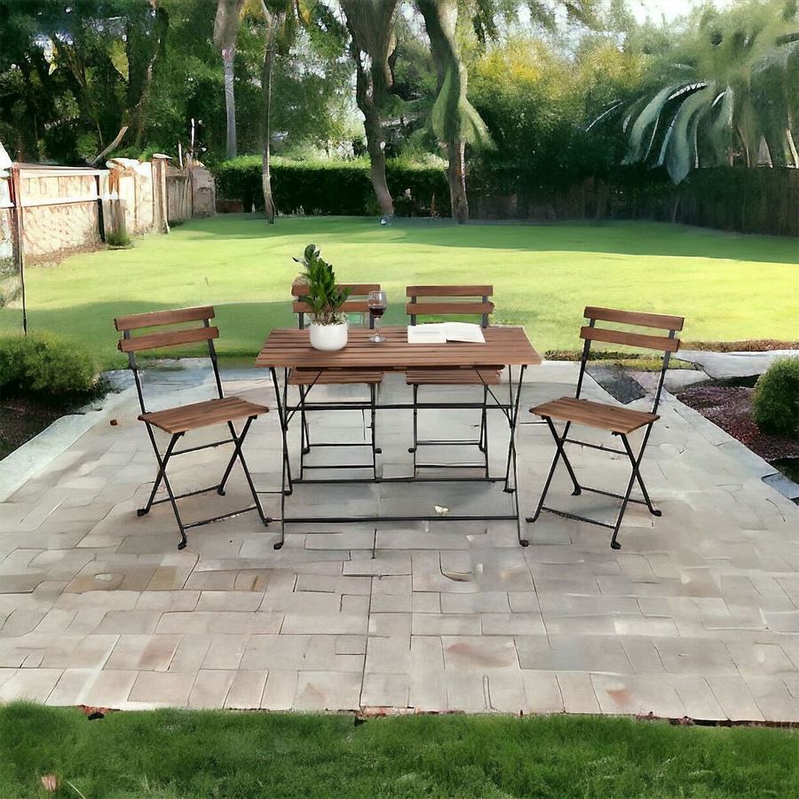 Set tavolino e quattro sedie da giardino modello nero 100x54x71 cm - 7