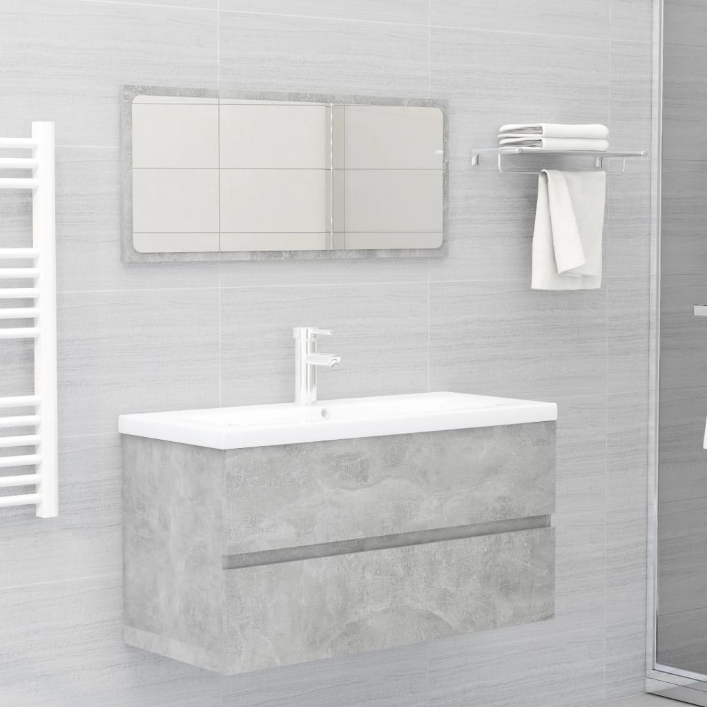 Maison Exclusive - Mobile Lavabo Grigio Cemento 90x38,5x45 cm in Legno Multistrato - 3