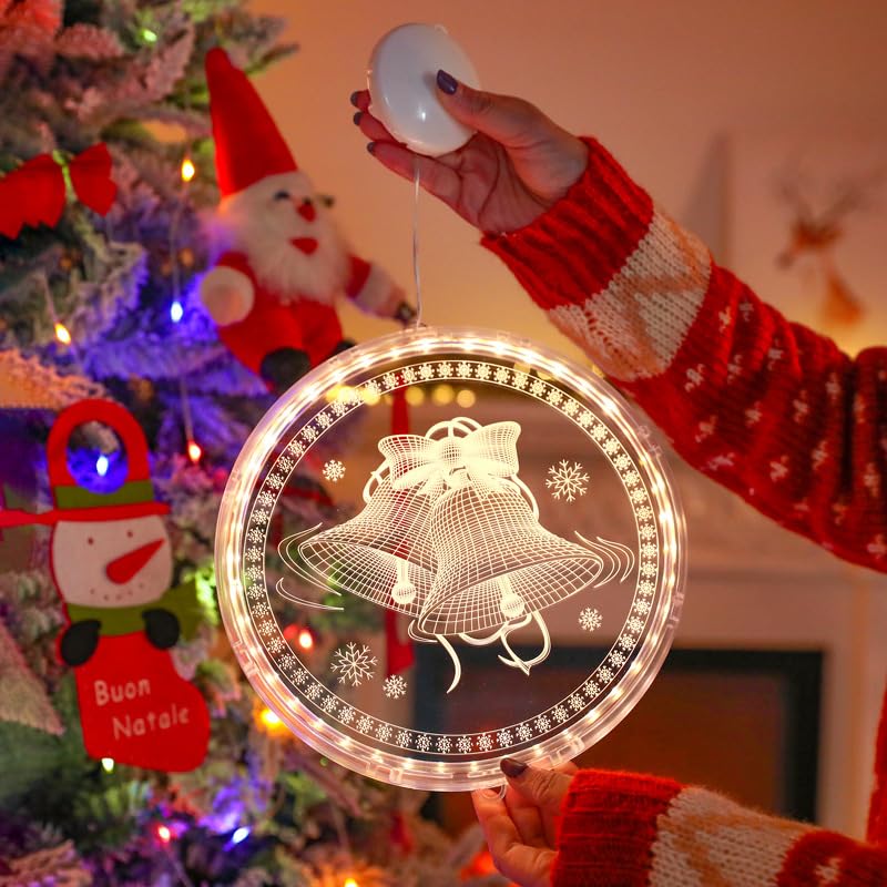 Dekoracyjny lampion świąteczny LED z baterią, dzwonkiem, jeleniem, dekoracją świąteczną, girlandą świetlną, 16 cm