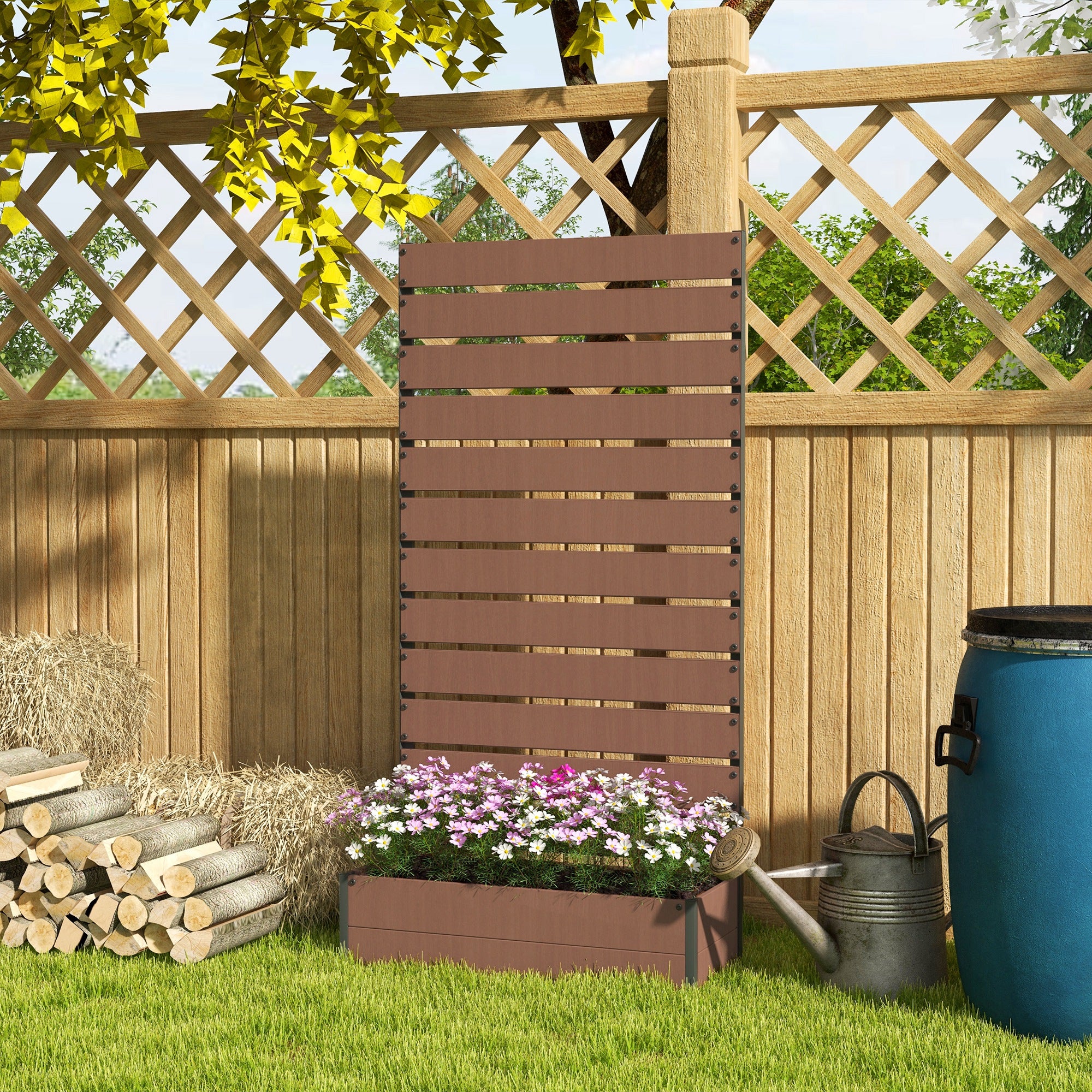 Jardinière avec treillis Panneau composite bois-plastique Outsunny - 8