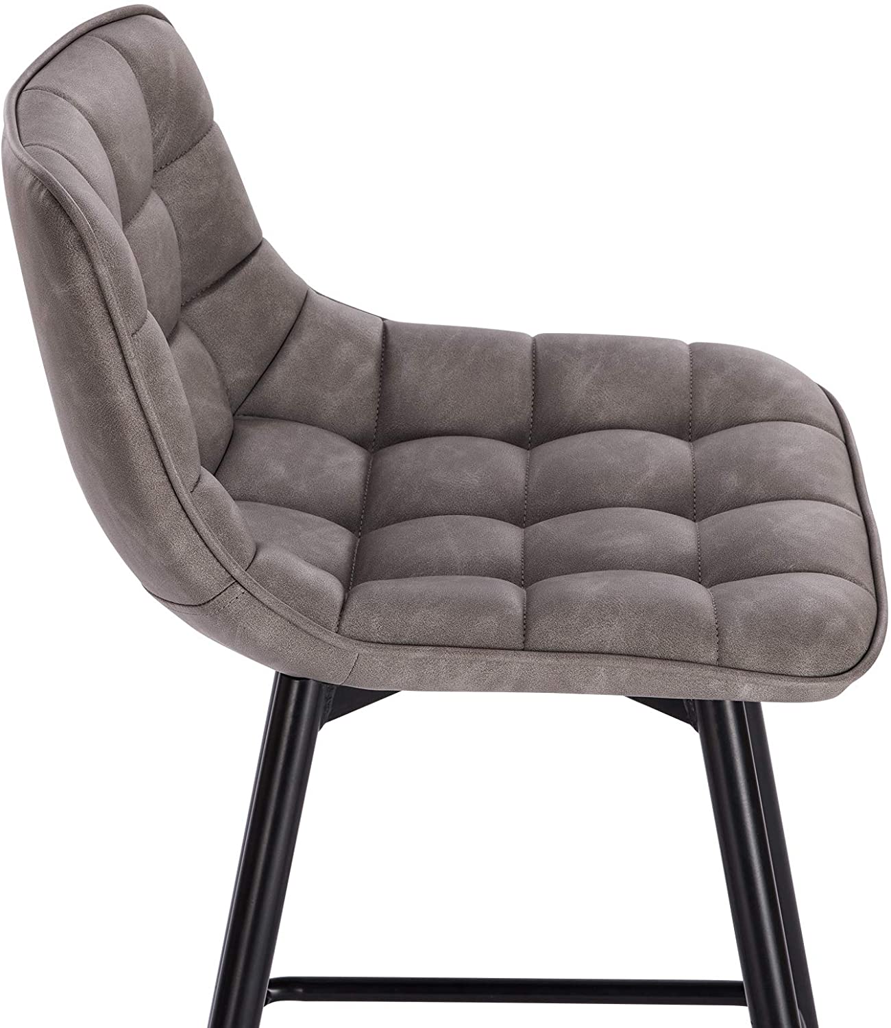 WOLTU Lot de 4 Tabourets de bar avec repose-pieds. Tabourets bar-bistro. Siège en similicuir. Pieds en métal. Gris - 4