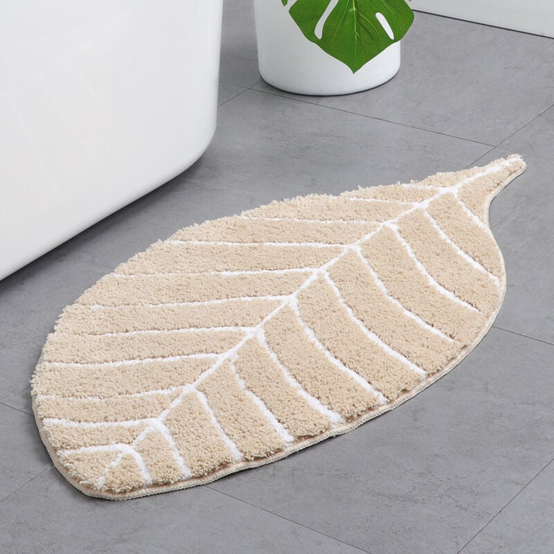 Covoraș de duș cu absorbție rapidă, formă naturală de frunză, antiderapant, gros, moale, pentru băi de familie - 40-60 cm