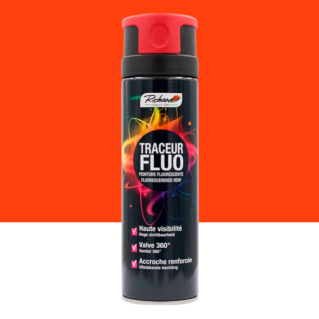 Peinture aérosol fluorescente haute visibilité traceur chantier Richard Valve 360° Rouge