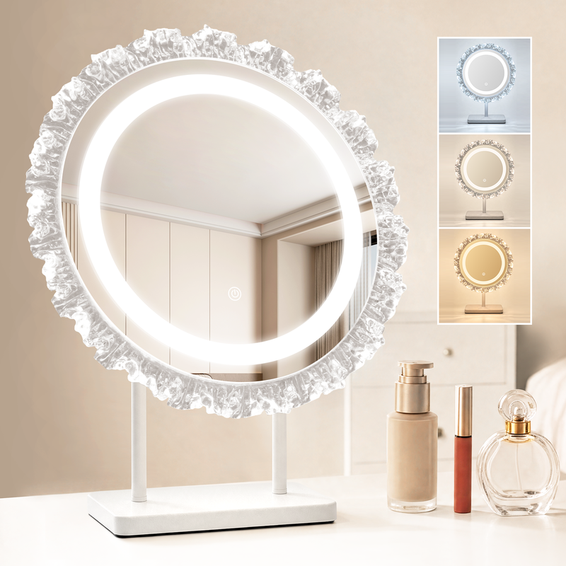 Miroir rond lumineux Hollywood 40x48cm miroir LED table rétro éclairé ...