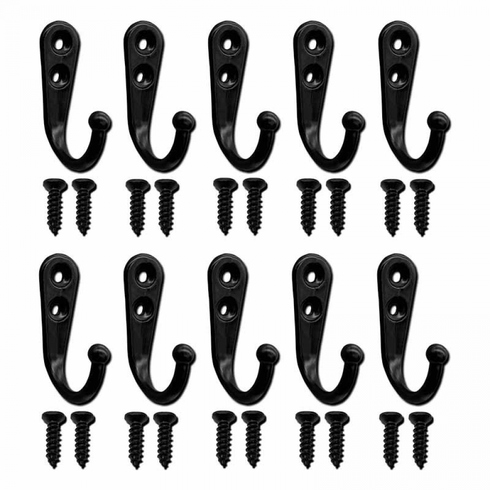 10 sztuk wieszaków ściennych Retro Vintage wieszak na ubrania Metalowy wieszak na ubrania ze śrubami Czarny