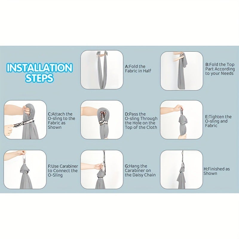 Balançoire sensorielle, balançoire thérapeutique pour enfants et adultes, hamac pour enfants autistes, bleu ciel, 1 x 2,8 m - 8