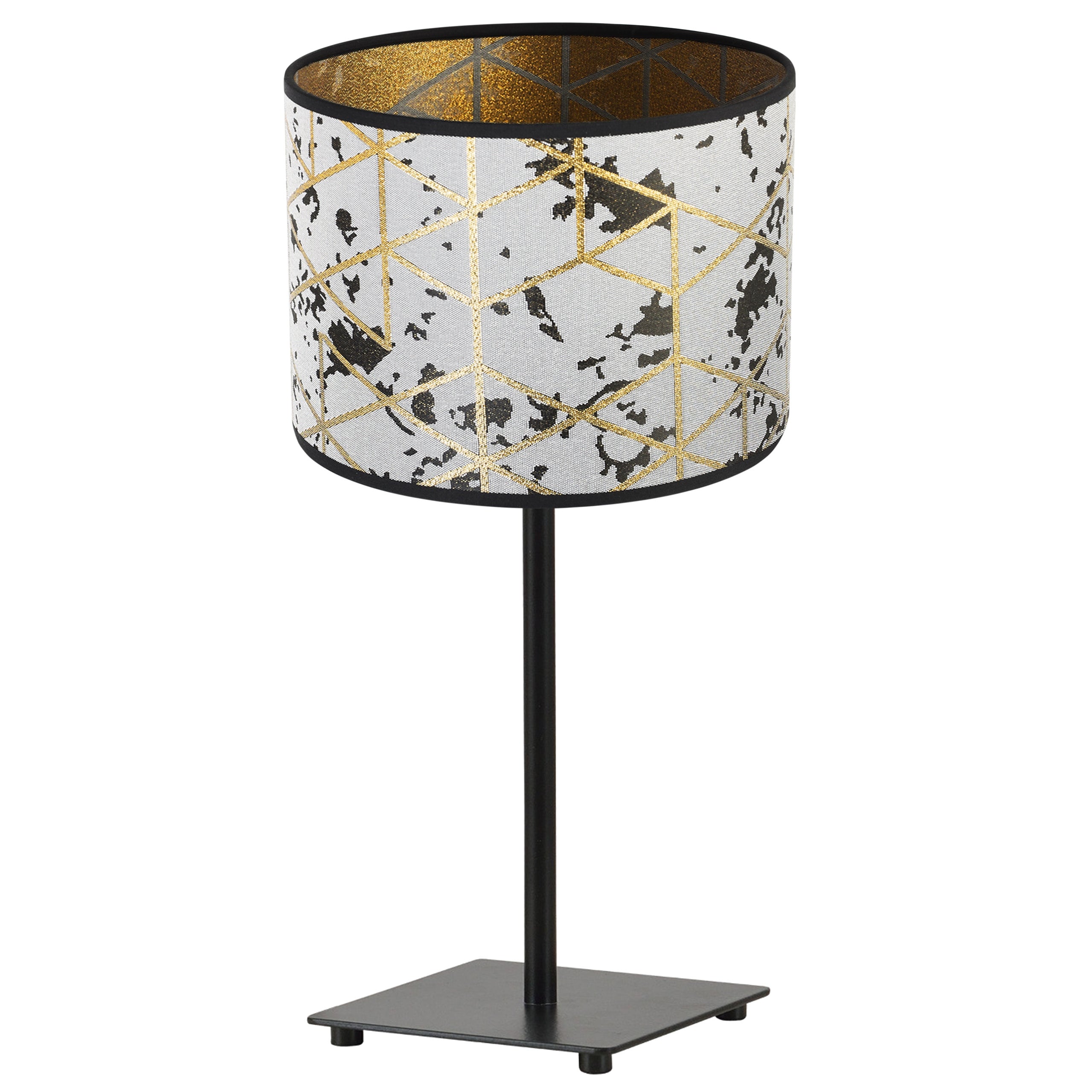 Lampa nocna stołowa Werona Gia 1xE27 klosz owalny wzorzysty biały/złoty Light Home LH