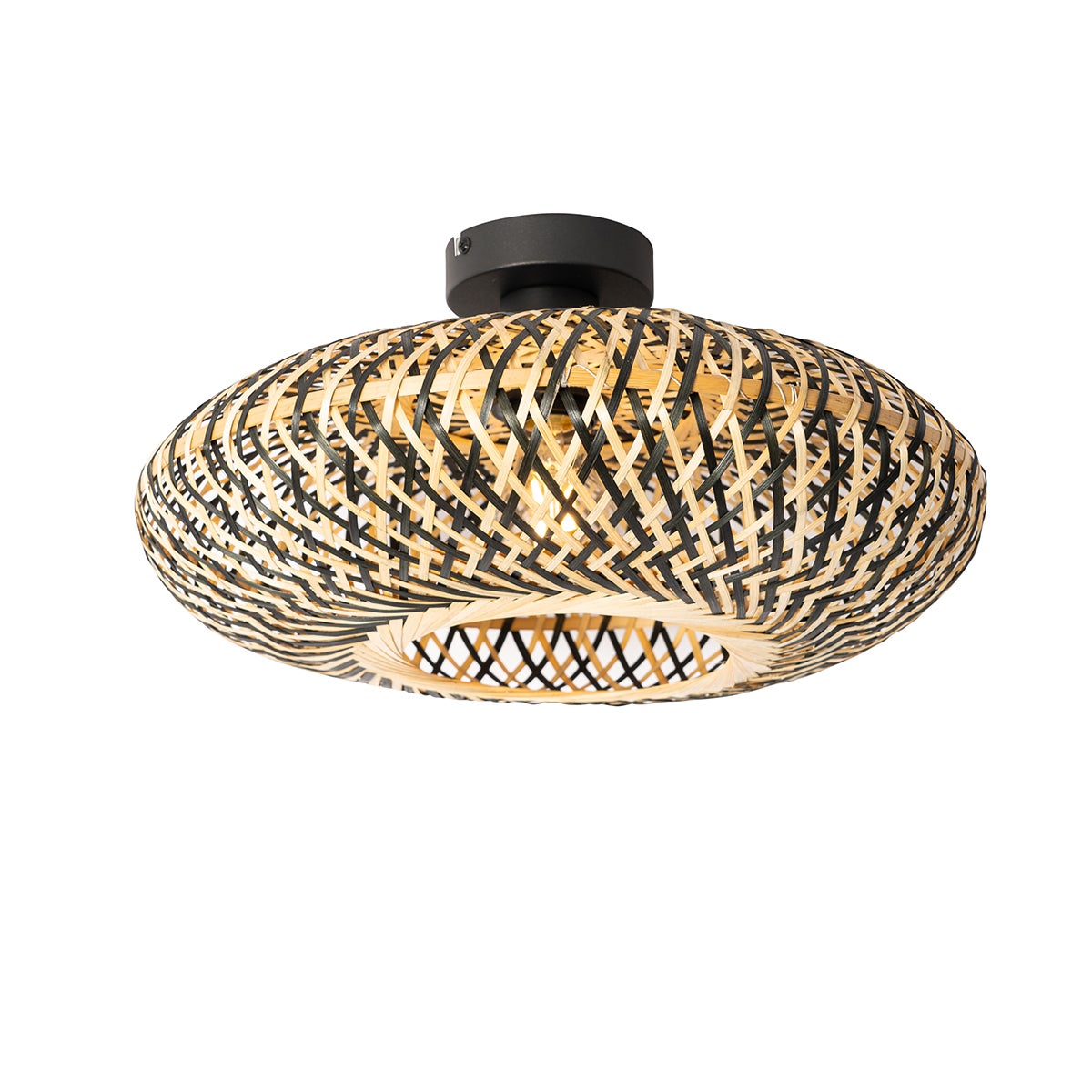 Inteligentna lampa sufitowa czarna bambusowa 40 cm z Wifi A60 - Ostrava