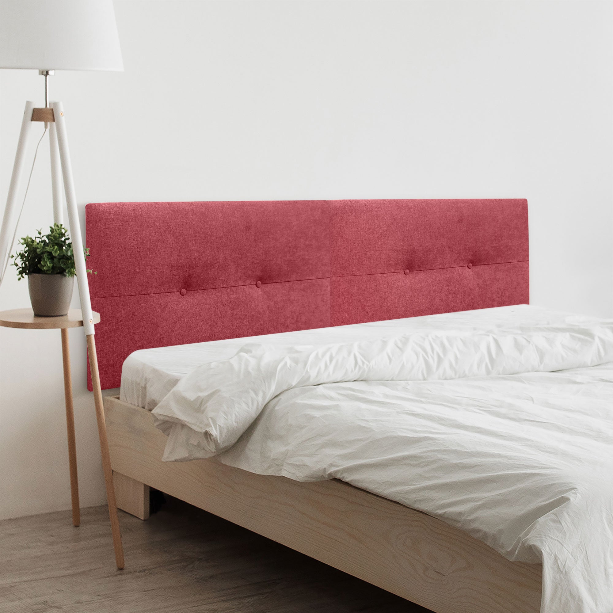 Dhome cabecero de tela acualine pro dual dividido en 2 piezas tapizado de alta gama cabezal tapizado (rojo, 180cm dual)