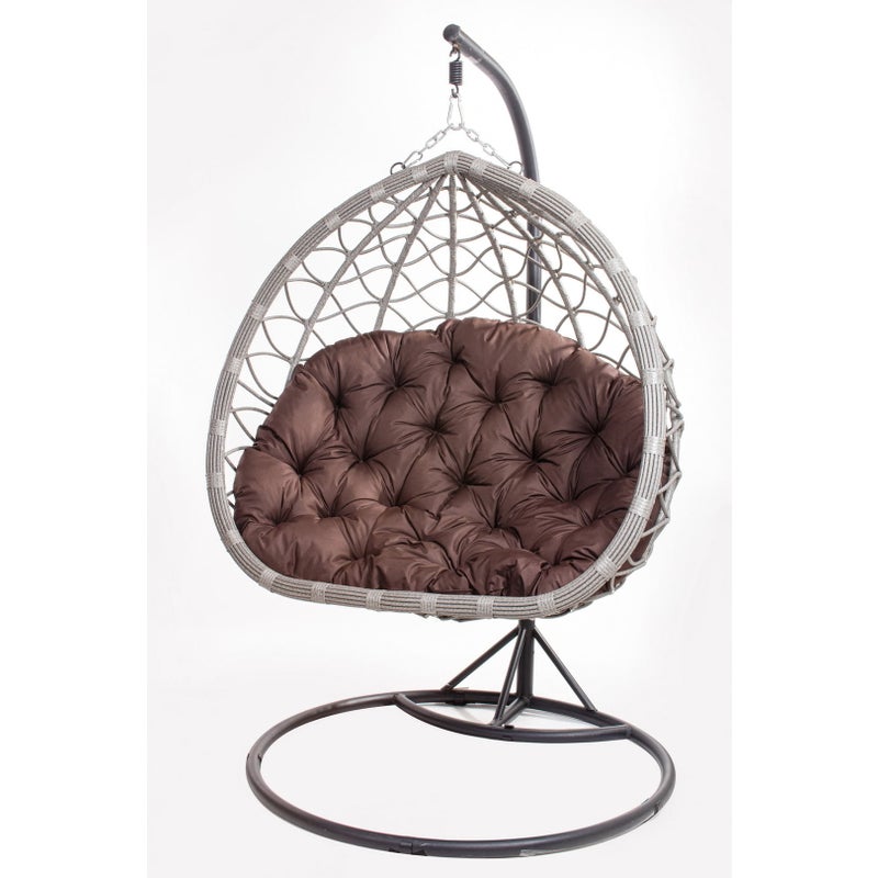 PODUSZKA OGRODOWA NA FOTEL WISZĄCY KOKON 130x100 CM BRĄZOWA PODUCHA NA HUŚTAWKĘ PODUSZKA NA BOCIANIE GNIAZDO PODUSZKA NA KRZESŁO DWUSTRONNA