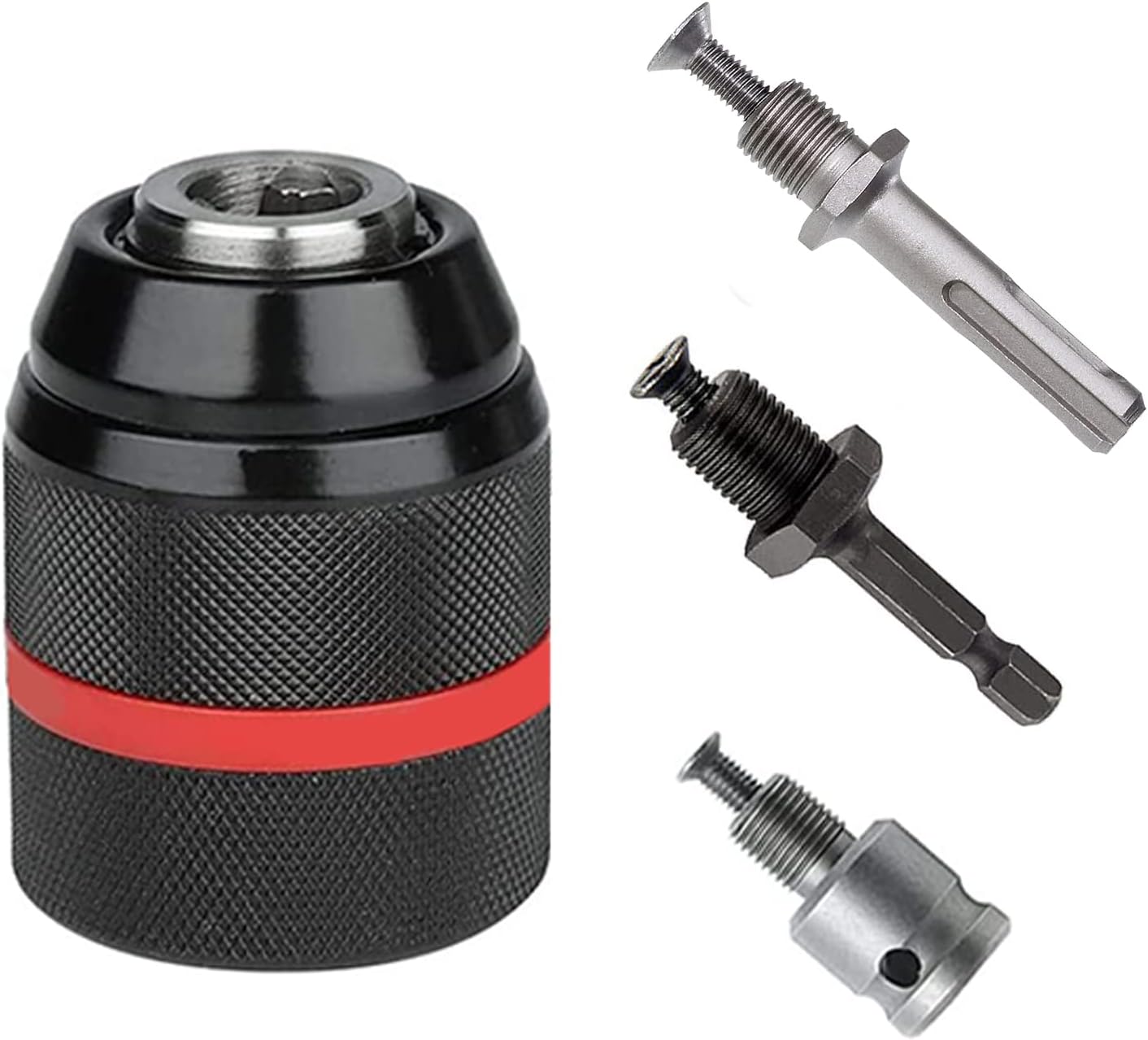 Szybkozaciskowy uchwyt wiertarski 1,5-13 mm z kluczem imbusowym 1/4'', podstawą 1/2'', SDS Plus i adapterem 20UNF