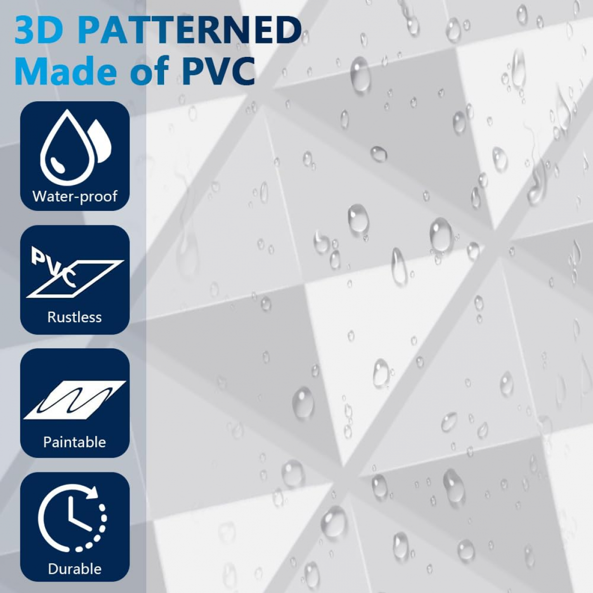 Carrelage mural 3D 30 x 30 cm, revêtement mural en PVC, imperméable, facile à installer, adapté au salon, à la chambre à coucher(15 pièces) - 3