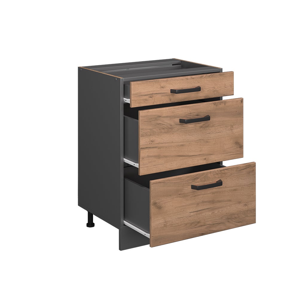 Vicco Meuble cuisine R-Line, Chêne de force doré, 60cm avec tiroirs, sans PT - 4