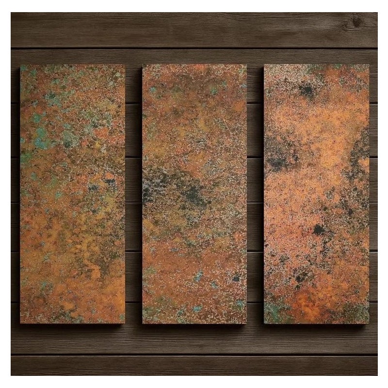 Panele ścienne z miedzi Trinita – Zestaw 3 ręcznie wykonanych paneli kuchennych z miedzi | Unikalne wykończenie ściany kuchennej z miedzi