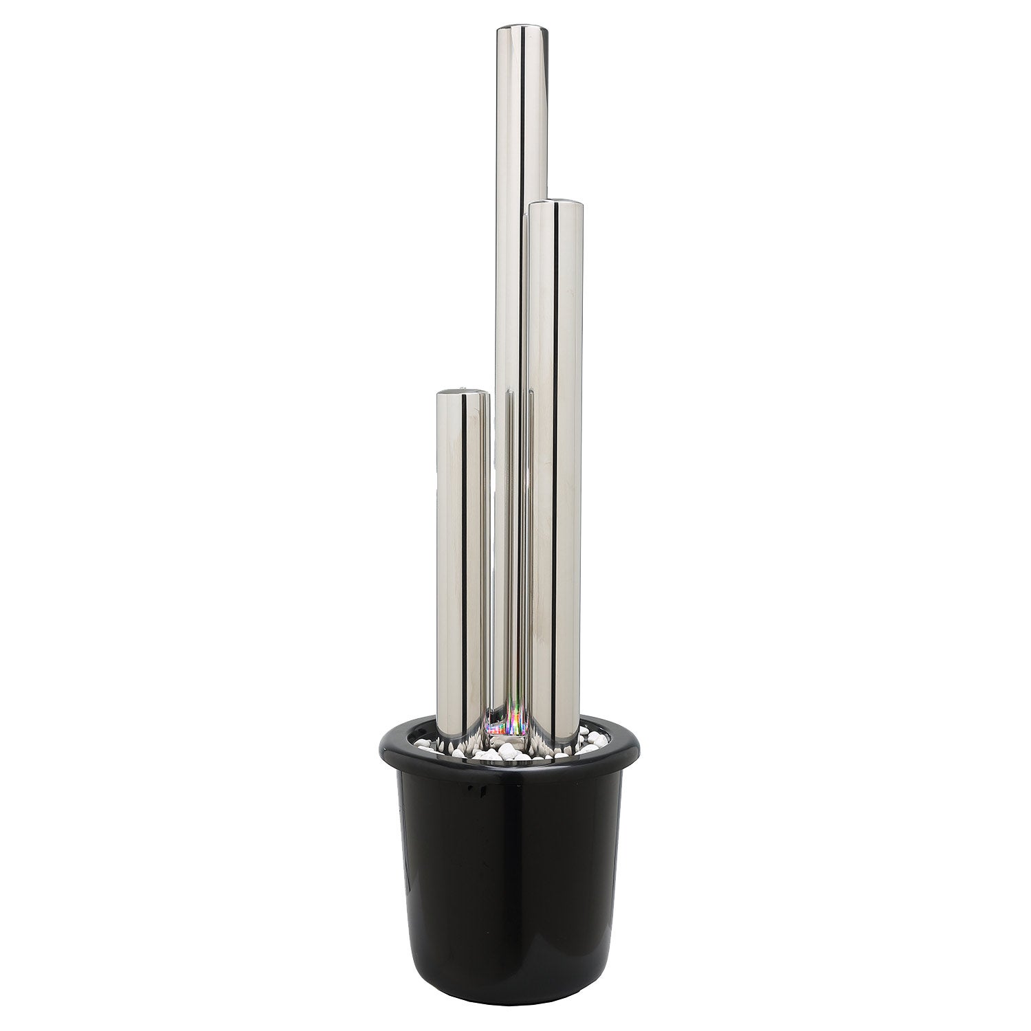 Fontaine Köhko 127 cm 22006 en acier inoxydable brossé avec éclairage LED Fontaine sur colonne