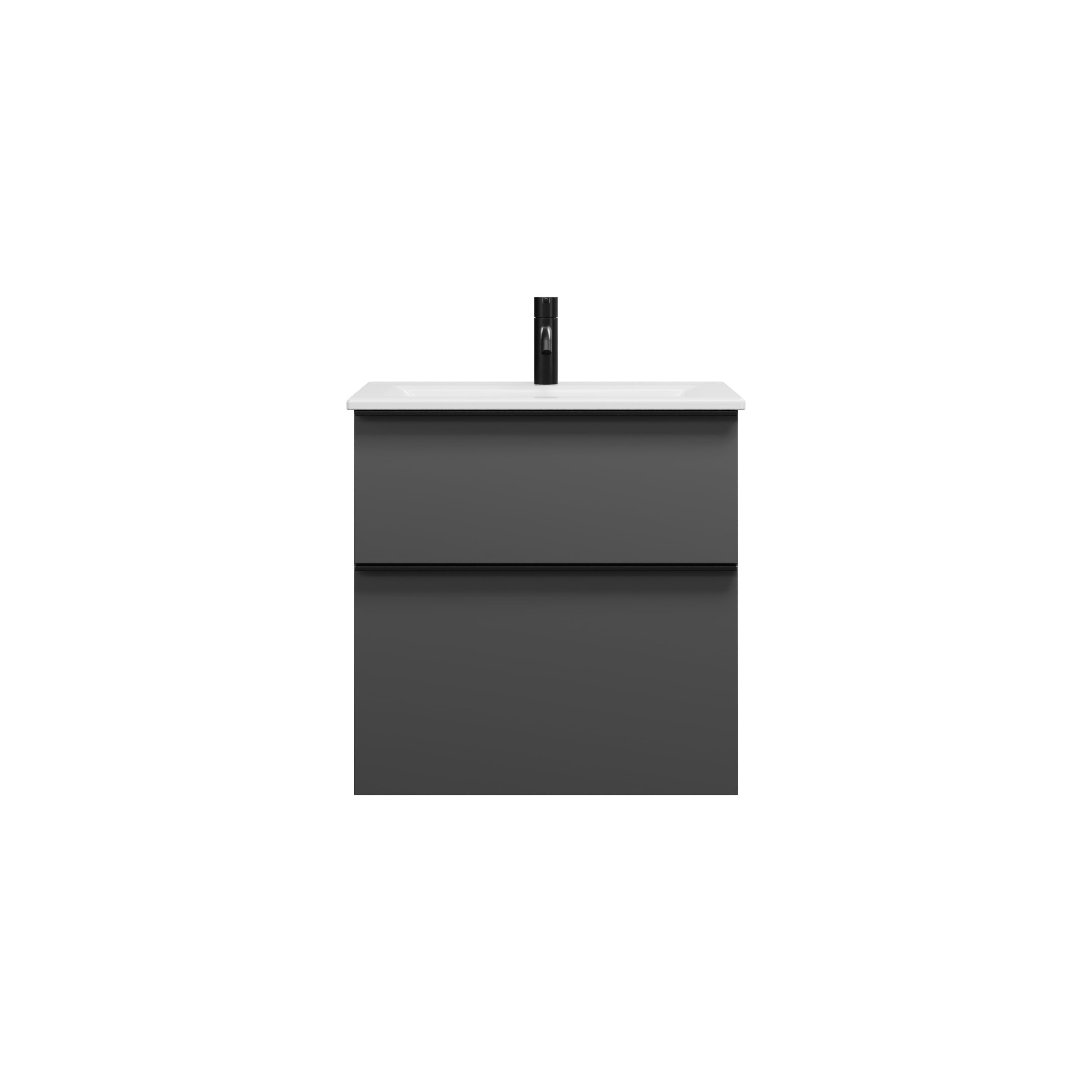 Burgbad eqio slim lavabo de cerámica con mueble bajo para lavabo, 620x490x620mm, shbt062f6584c0001g0252, color: gris oscuro mate / gris oscuro mate,