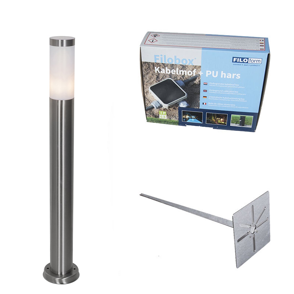 Qazqa nowoczesny lampa słupkowa do ogród - Rox - stal, max. 20w, kompatybilny z żarówką LED, e27, 80cm, IP44
