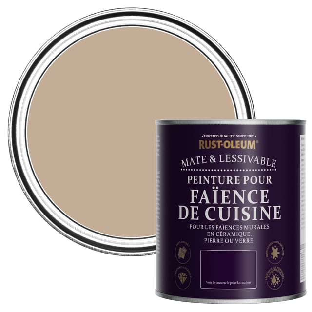 Rust-Oleum Peinture Beige pour Faïence de Cuisine, Mat - Caramel Salé 750ml
