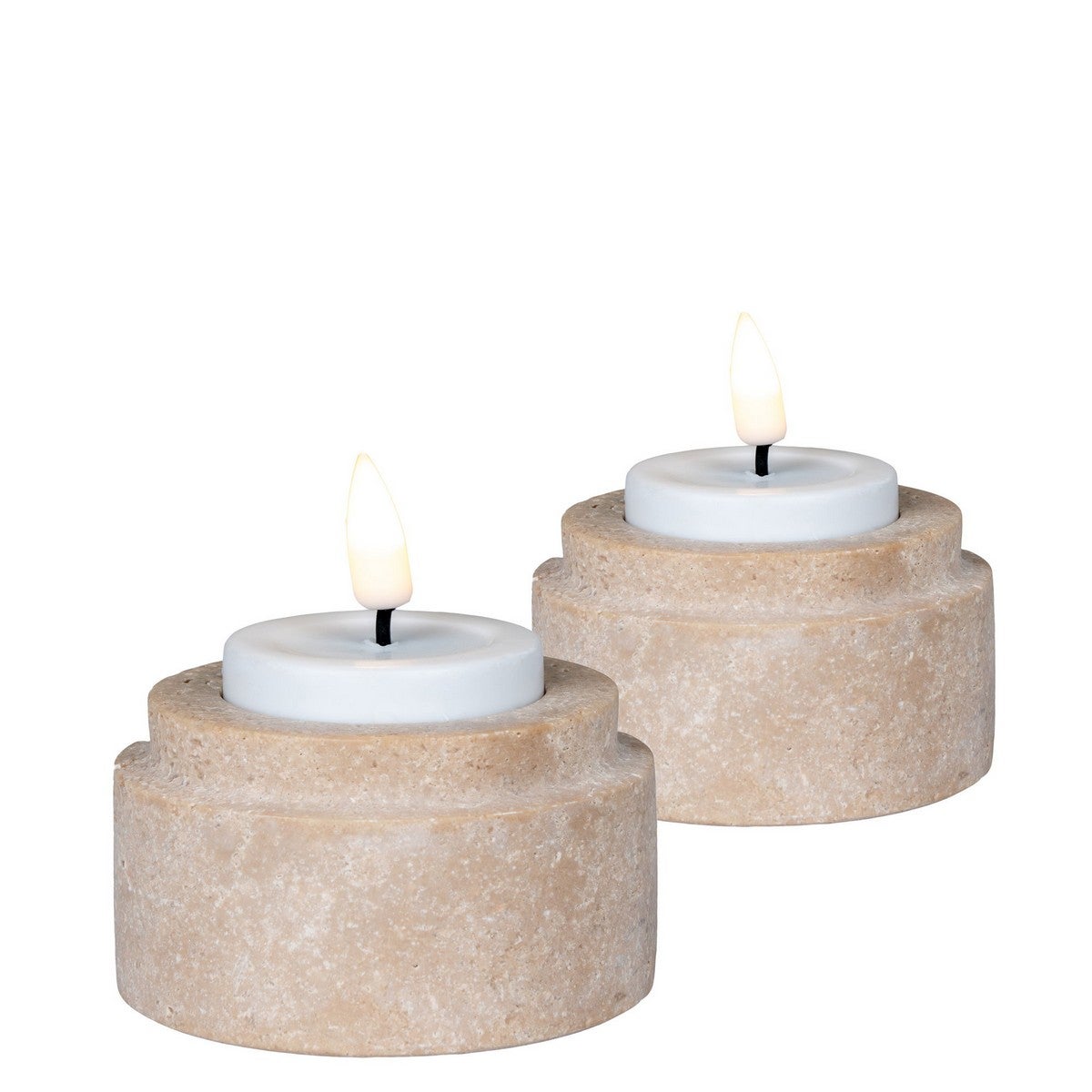 Świecznik Tealight, Trawertyn, Brązowy, Seven Design