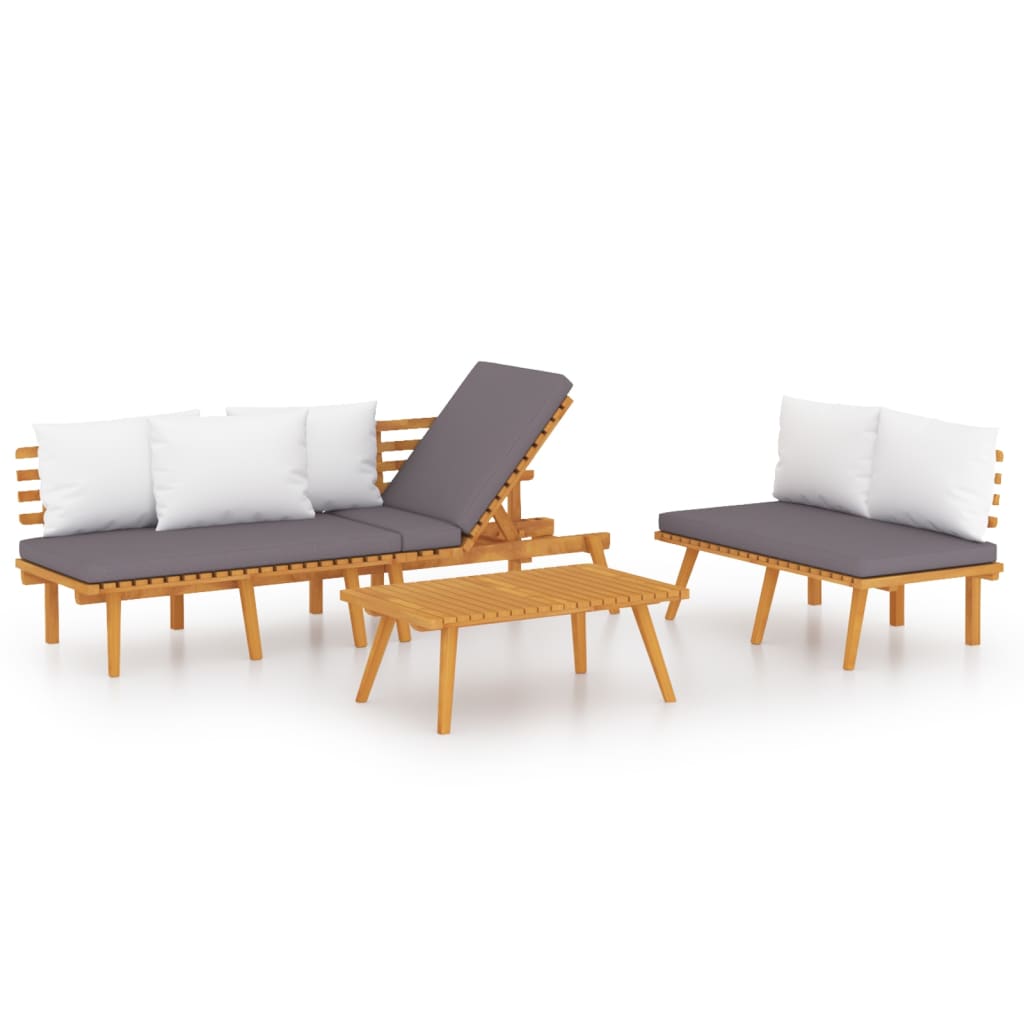 Maison Exclusive - Salon de jardin 3 pcs avec coussins Bois d'acacia massif - 2