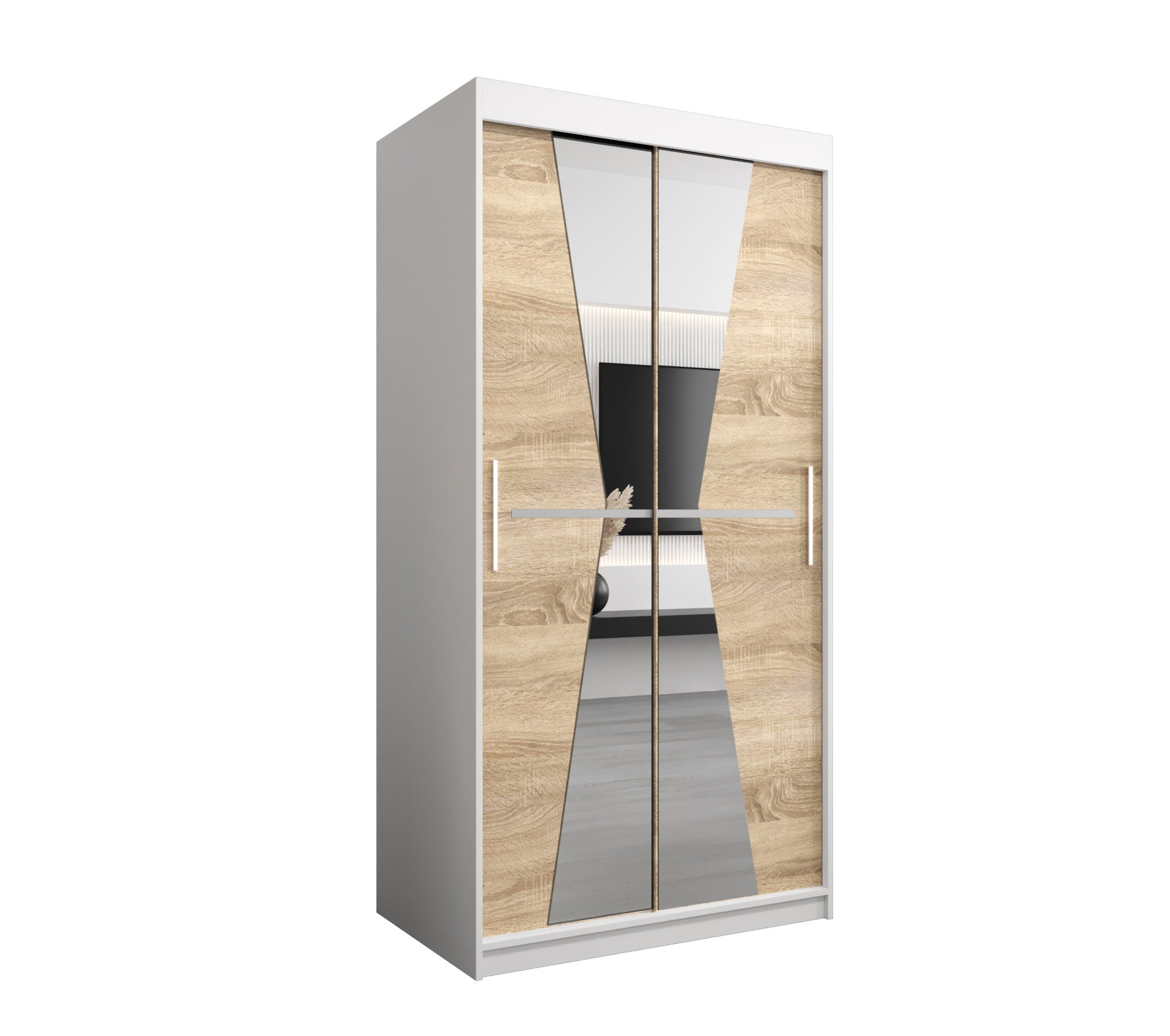 Szafa przesuwna garderoba MAROKO 100 x 62 x 200 cm Biały + Sonoma - Abiks Meble