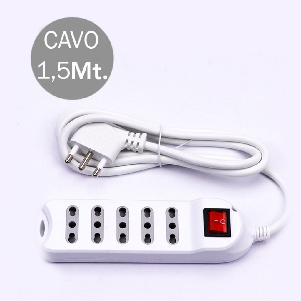 Unitec 48684 Cavo TSD Multipresa | 4 Prese A 45° Con Sicurezza Bambini | Bianco, 250V, 3500W, 16A