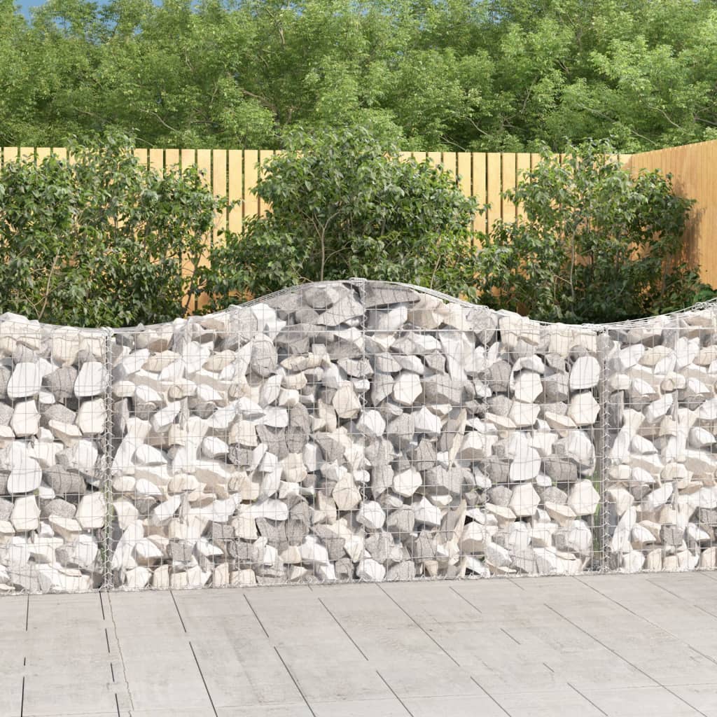Cestas de gaviones arqueadas de 3 piezas, 200x30x100/120 cm, hierro galvanizado