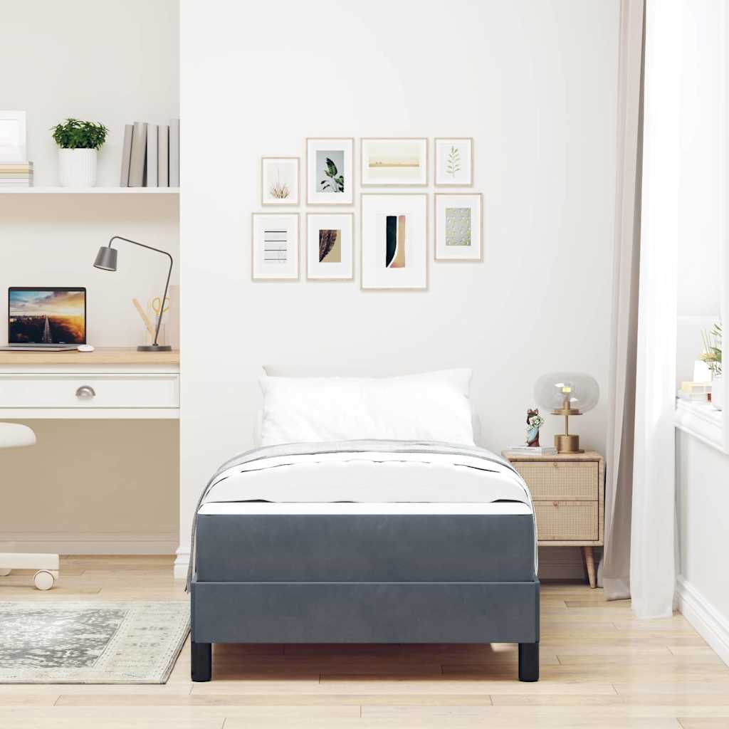 Cadre de lit avec matelas Gris foncé 90 x 200 cm Velours - 5