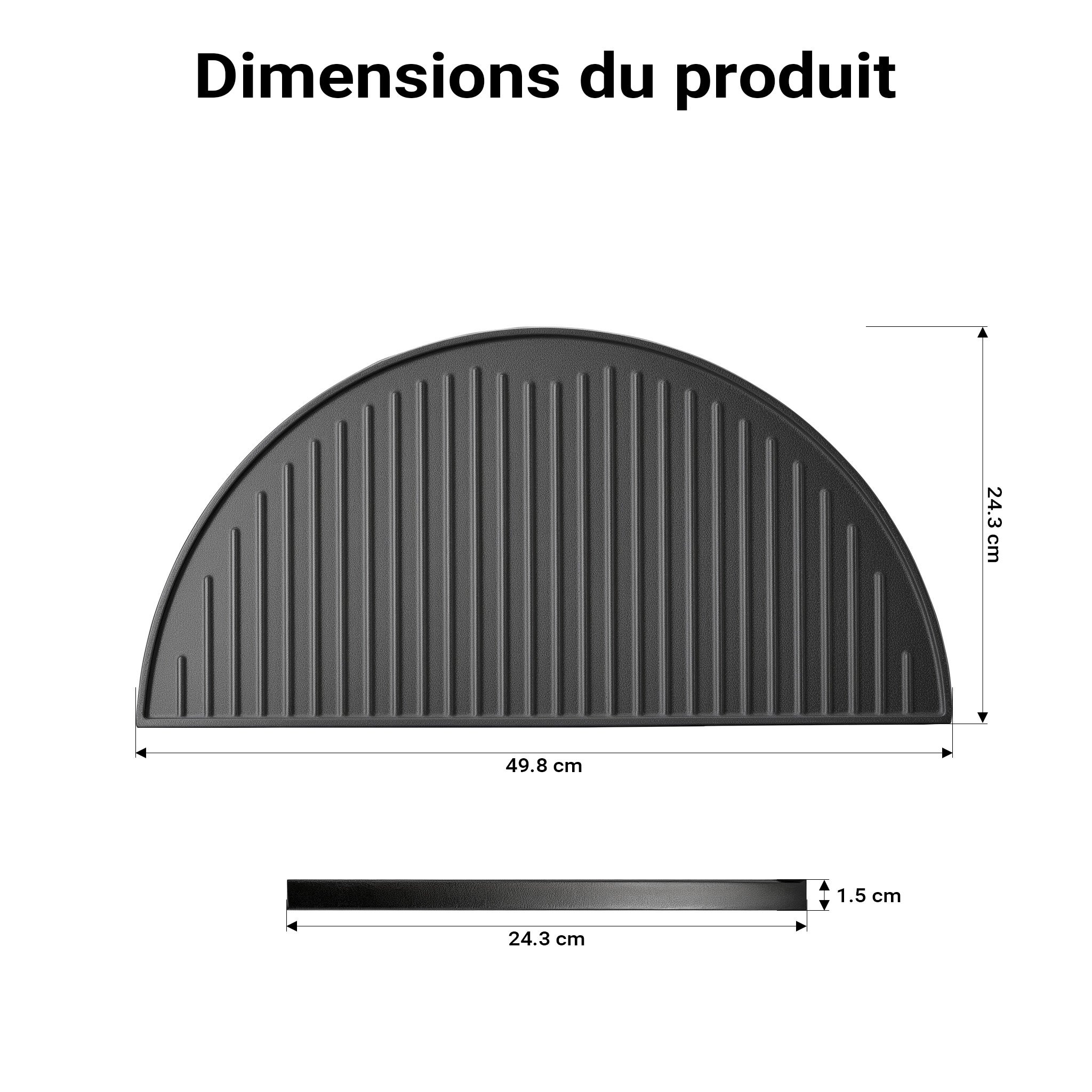 Plaque de gril BBQ semi-circulaire – 49,8 x 24,3 x 1,5 cm – en Fonte – Barbecue Charbon de bois ou à gaz – Grillade Cuisson – Terrasse… Wiltec - 3