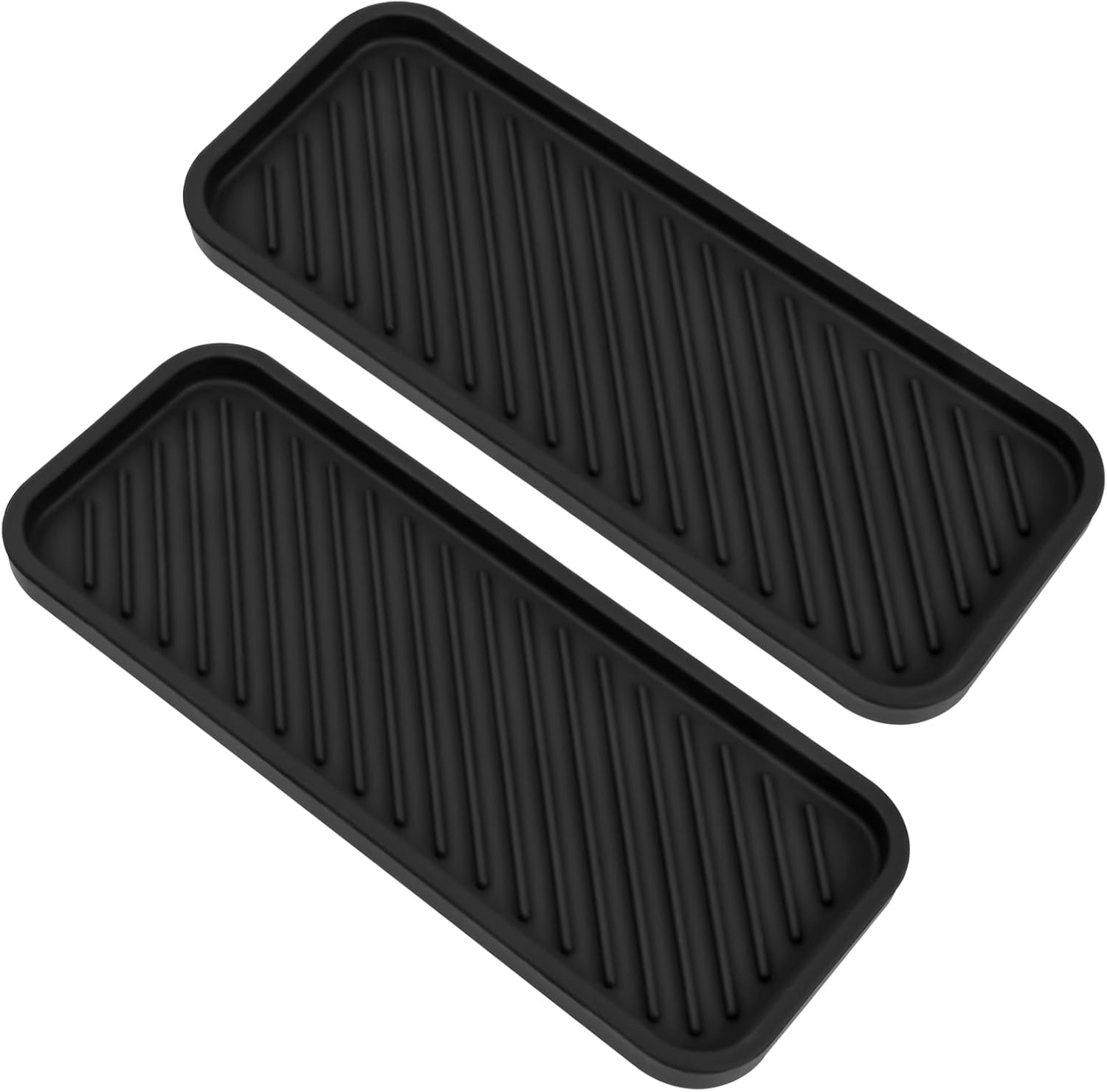 Lot 2 Porte-Éponges Silicone Noir Et Gris - Organisateur Évier Cuisine Multifonction Antidérapant