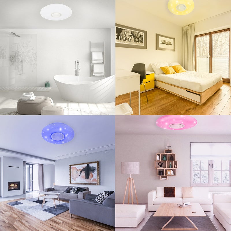 Plafonnier musique LED haut-parleur Bluetooth APP plafonnier avec télécommande 36W - 5