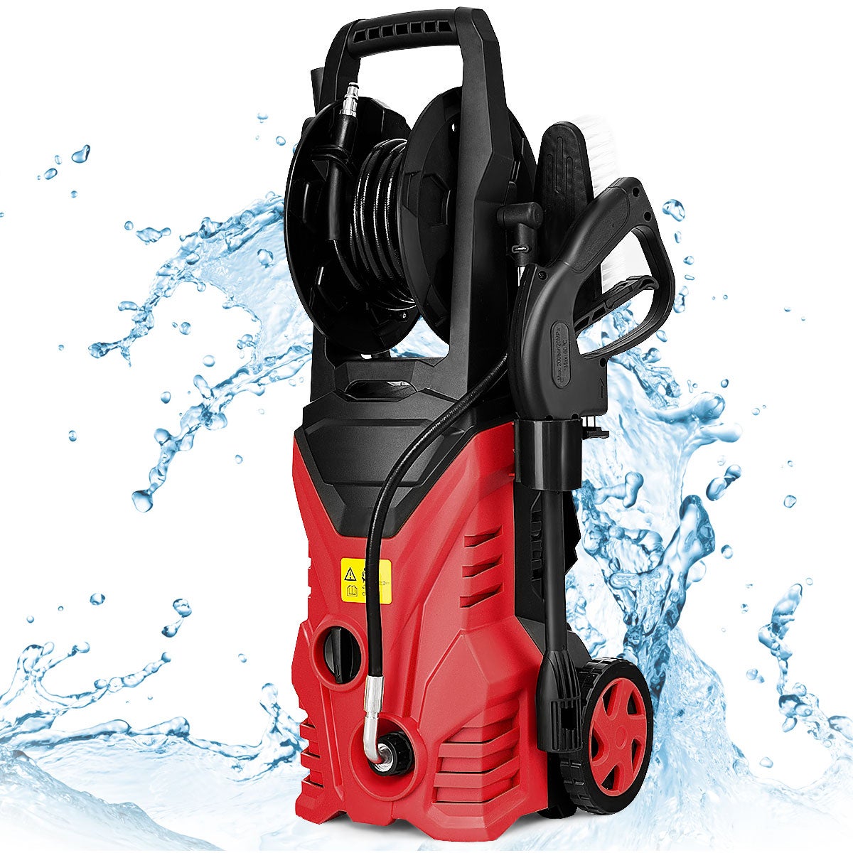 Myjka Wysokociśnieniowa 1400 W, 140 Barów, 300 l/h z Dyszą Lotus, Dyszą Wysokociśnieniową, Szczotką i Pojemnikiem na Detergent, Wężem 5 m, 2 Kółkami