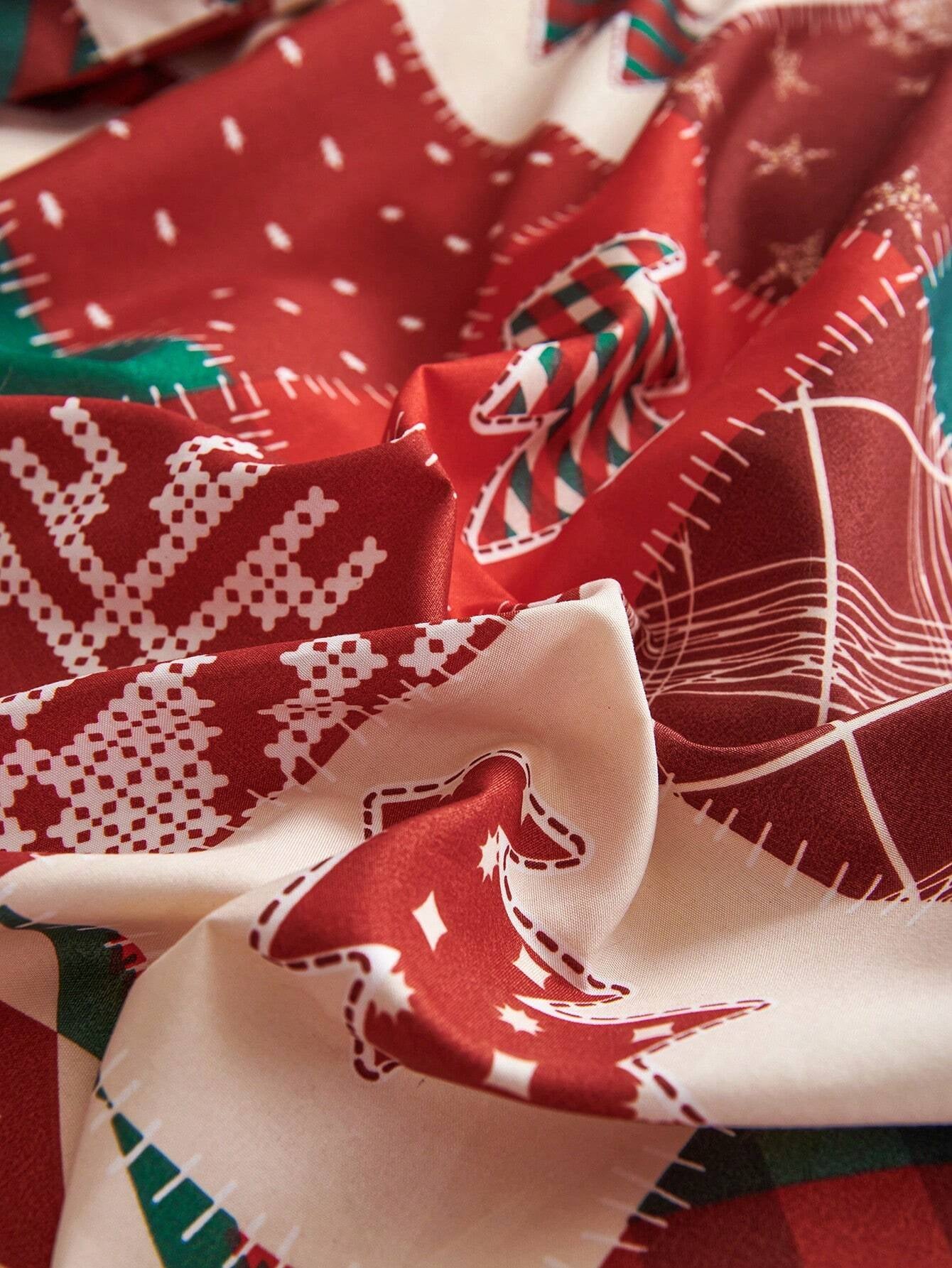 Vermelho preto natal capa de edredão conjuntos de cama conjunto de capa de edredão para decoração do quarto, 240 cm x 220 cm - 5