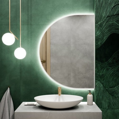 Lustro Tiny Border Semi Round 140x80 ramka biała barwa światła zimna